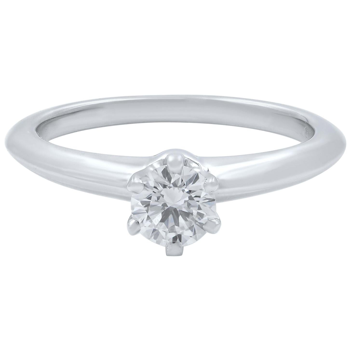 Tiffany & Co. Round Cut Diamond Engagement Ring 0.30 Carat For Sale