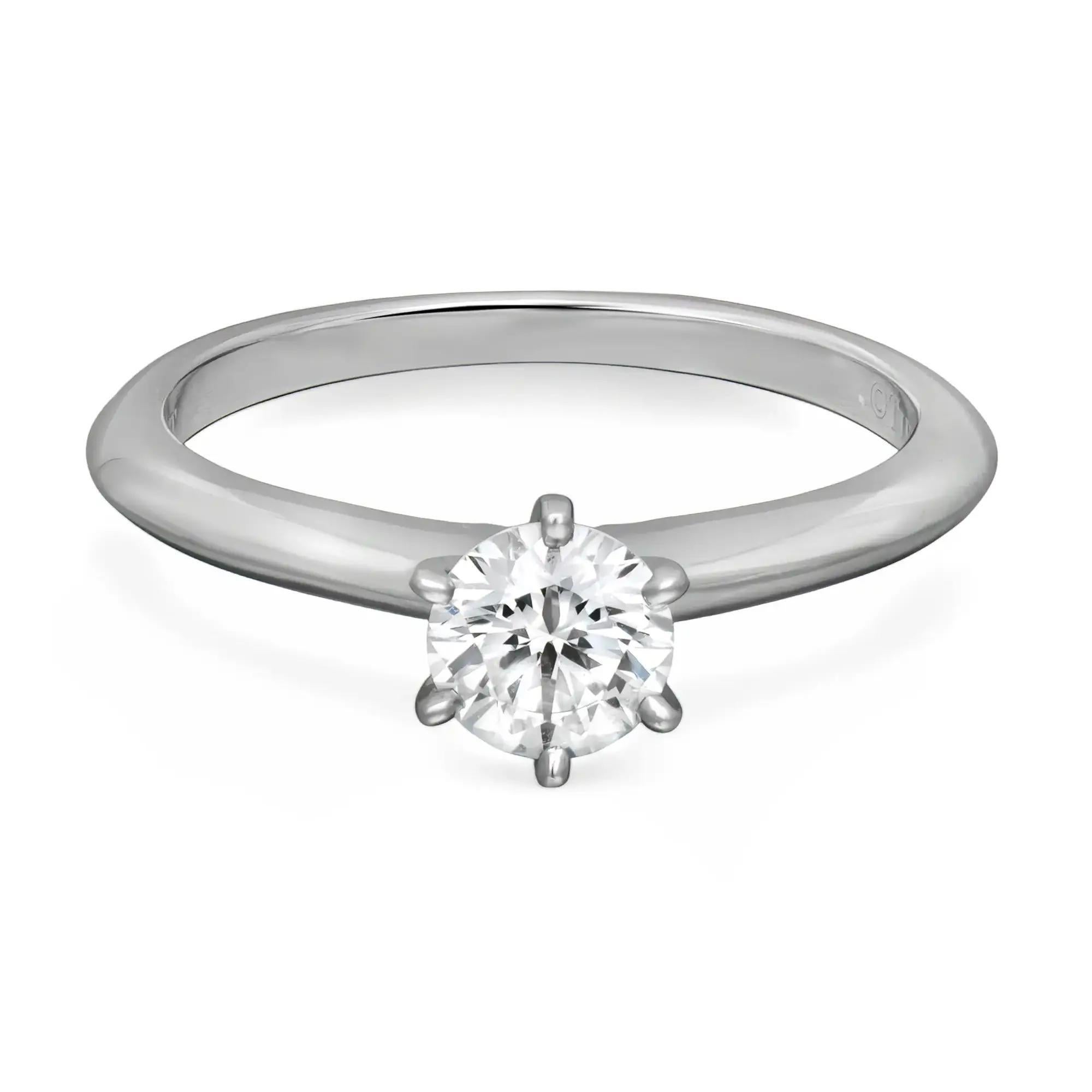 Tiffany & Co. Rundschliff Diamant Solitär Verlobungsring Platin 0,49Cttw