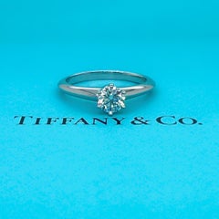 Tiffany & Co. Round Diamond 0.37 Cts F VVS1 Solitaire Engagement Ring Platinum
