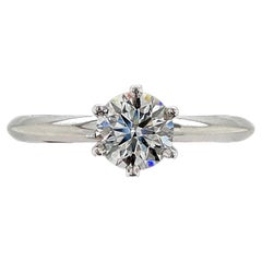 Tiffany & Co. Round Diamond 0.37 Cts F VVS1 Solitaire Engagement Ring Platinum