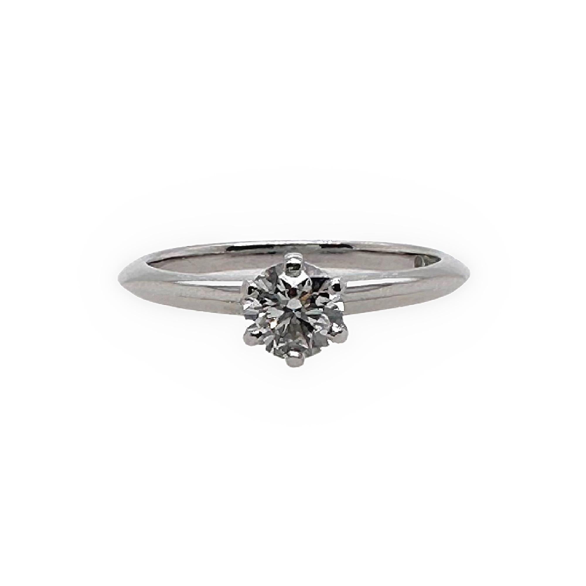 Tiffany & Co. Round Diamond 0.42 Carat D VS2 Solitaire Engagement Ring Platinum For Sale 6