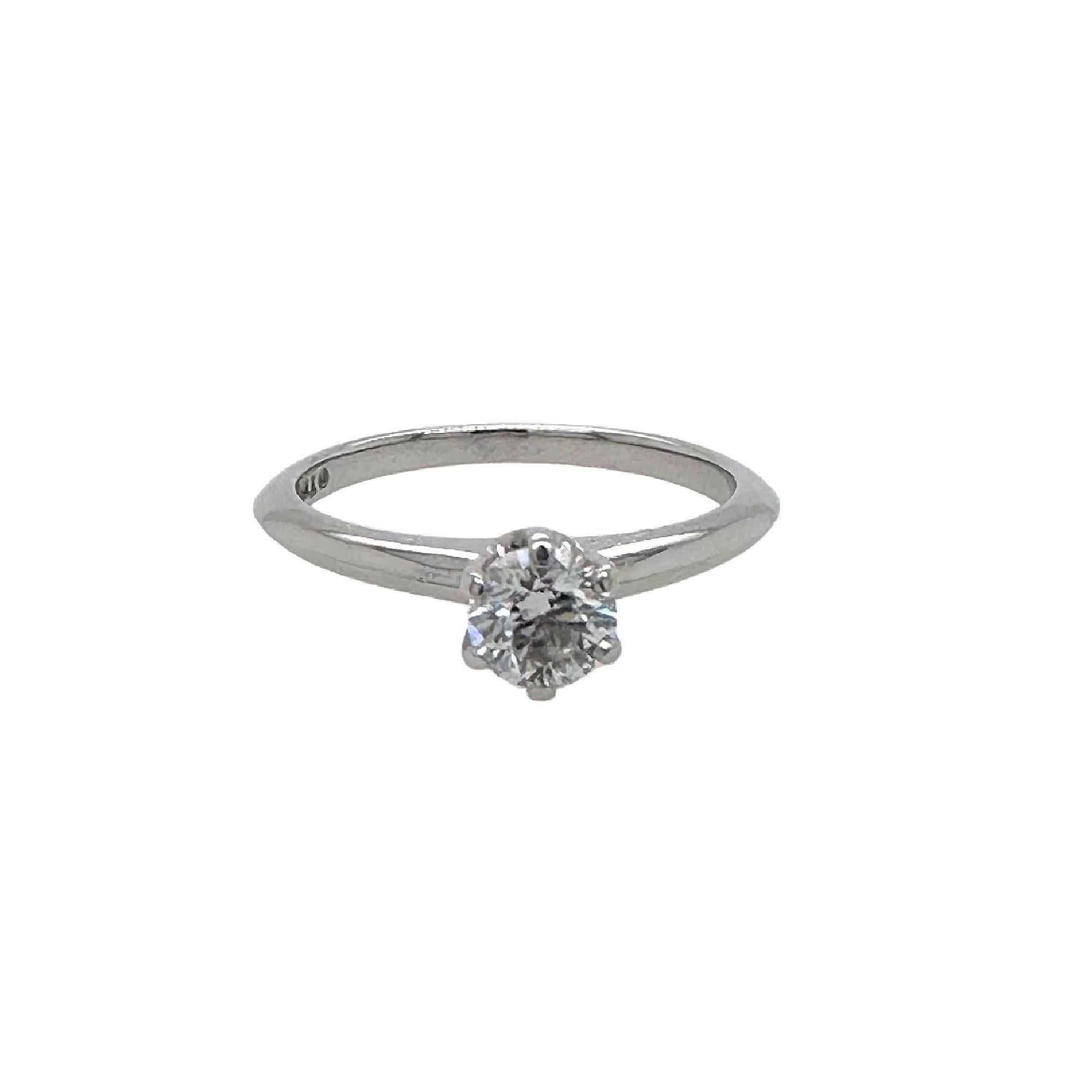 Tiffany & Co. Round Diamond 0.42 Carat D VS2 Solitaire Engagement Ring Platinum For Sale 2