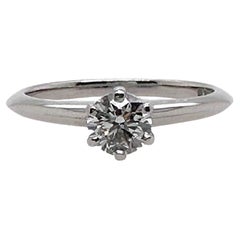 Tiffany & Co. Round Diamond 0.42 Carat D VS2 Solitaire Engagement Ring Platinum