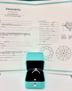 Tiffany & Co Round Diamond 0.46 ct E VVS1 18k Yellow Gold & Plat Engagement Ring