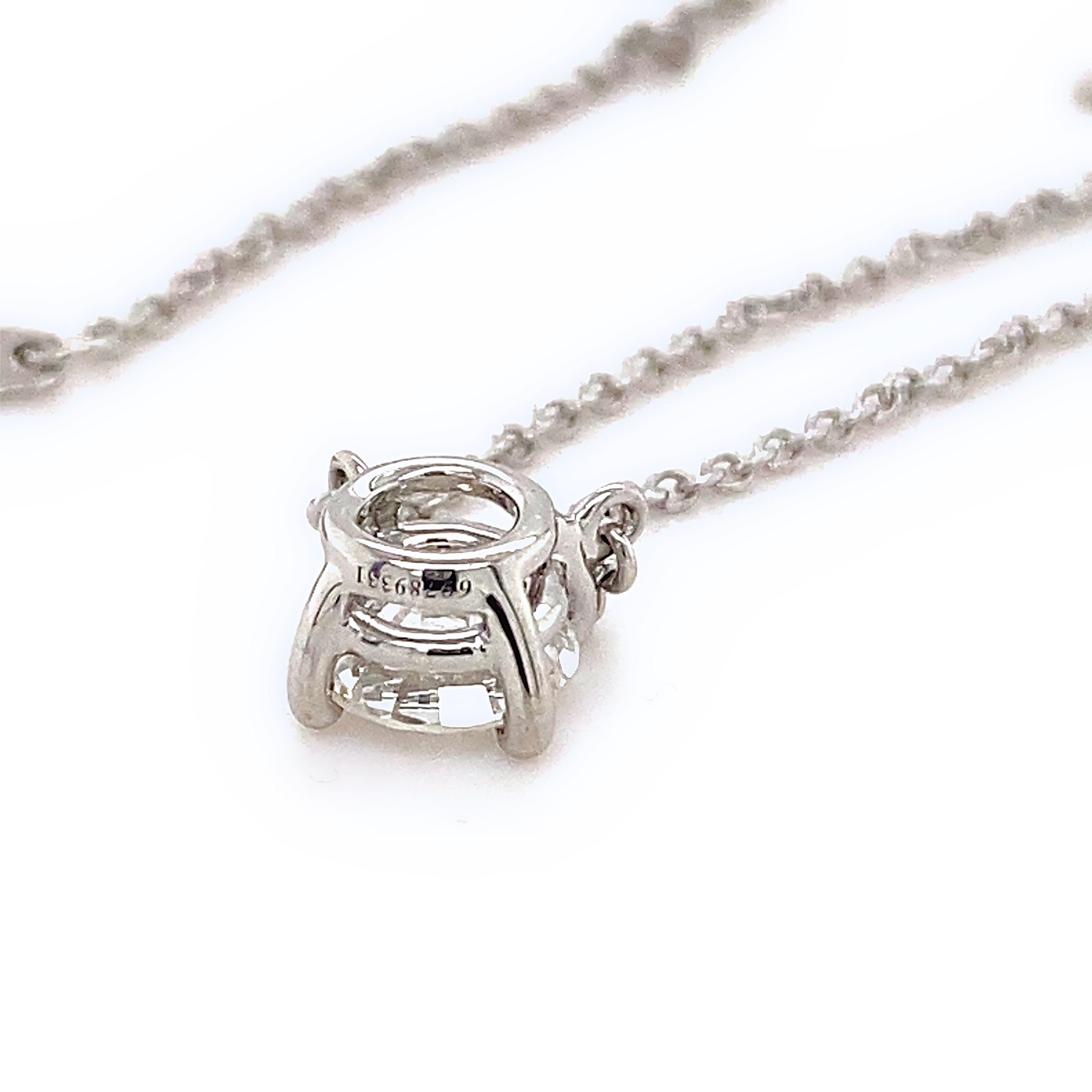 Tiffany & Co, Solitär-Halskette aus Platin, runder Diamant 0,67 Karat H VS2 6