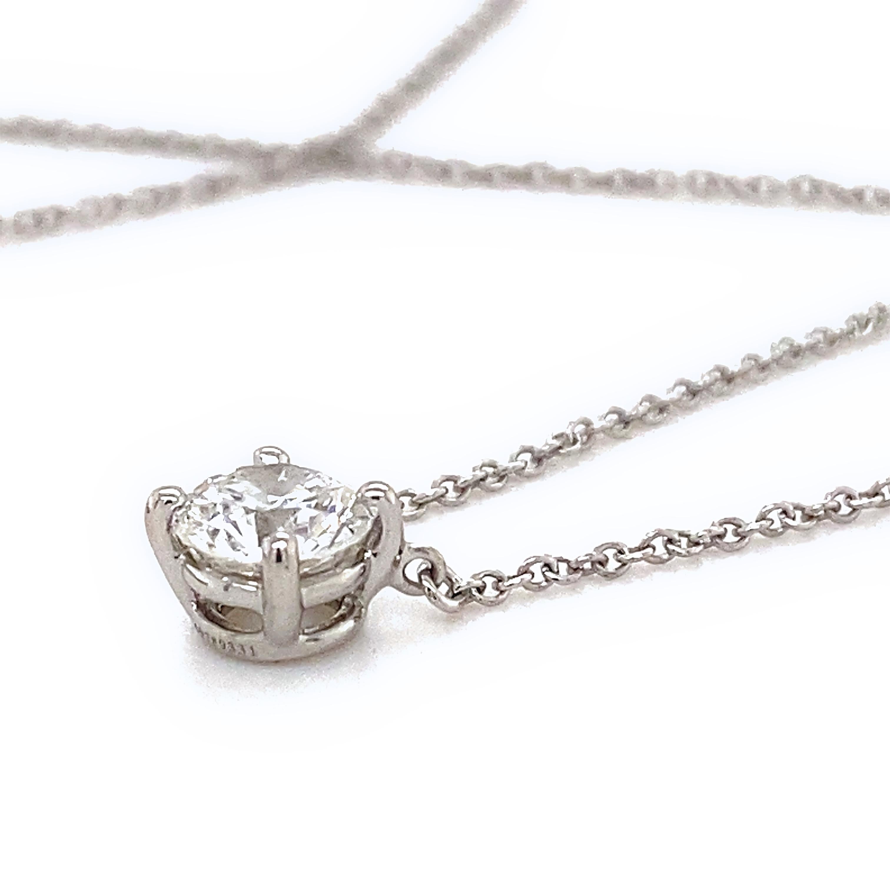 Tiffany & Co, Solitär-Halskette aus Platin, runder Diamant 0,67 Karat H VS2 7