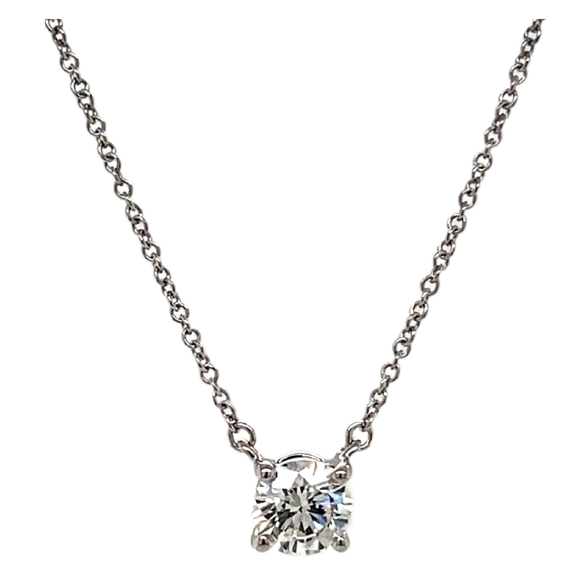 Tiffany & Co, Solitär-Halskette aus Platin, runder Diamant 0,67 Karat H VS2 2