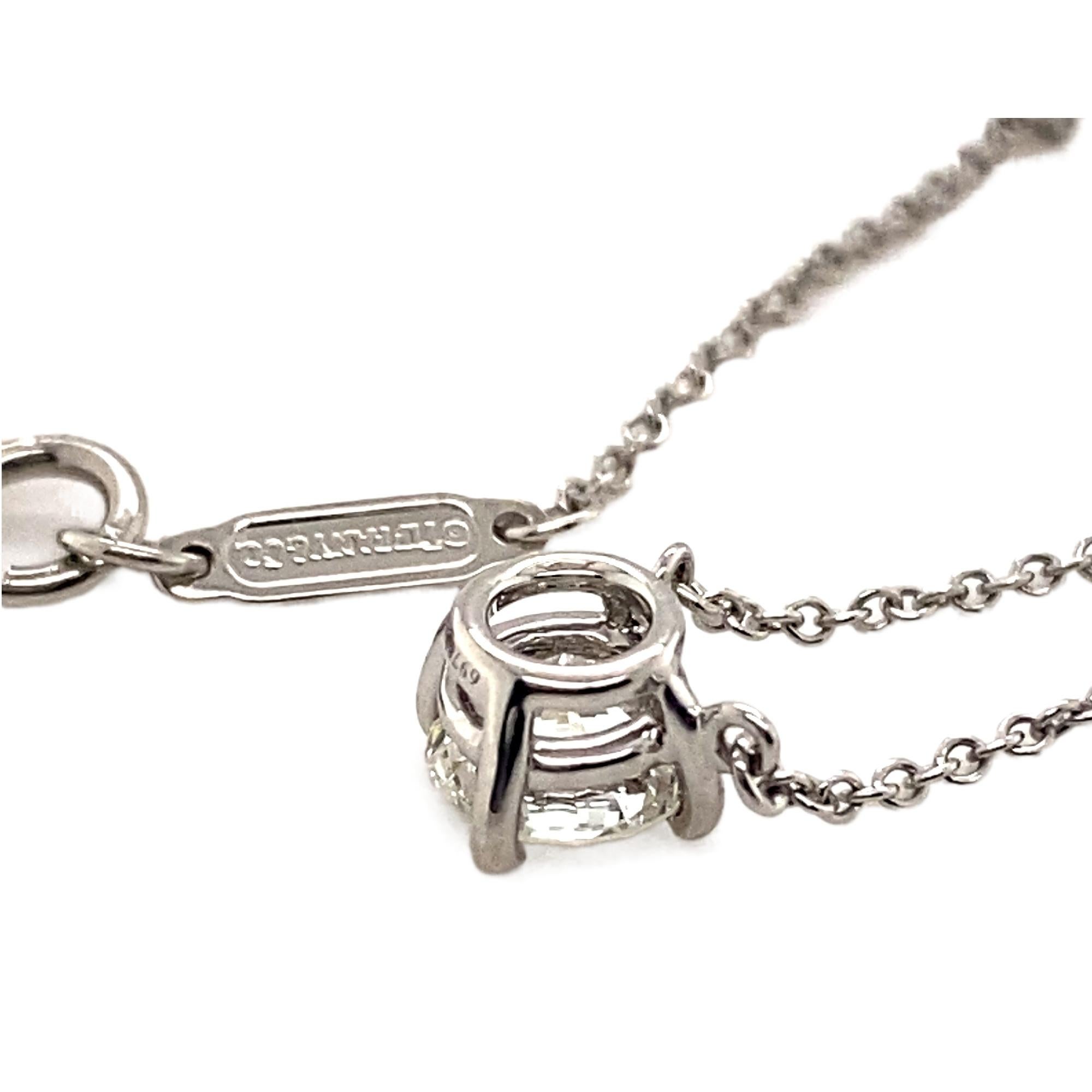 Tiffany & Co, Solitär-Halskette aus Platin, runder Diamant 0,67 Karat H VS2 3