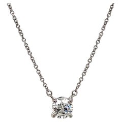 Tiffany & Co, Solitär-Halskette aus Platin, runder Diamant 0,67 Karat H VS2