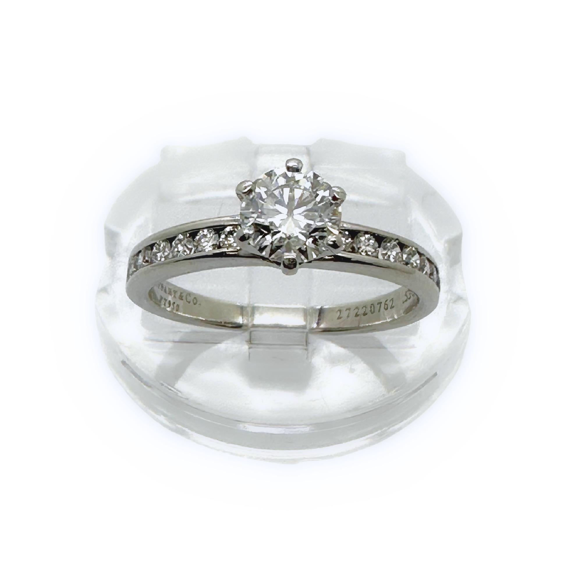TIFFANY & CO Round Diamond 0.74tcw E IF Engagement Ring Channel-set Diamond Plat For Sale 5