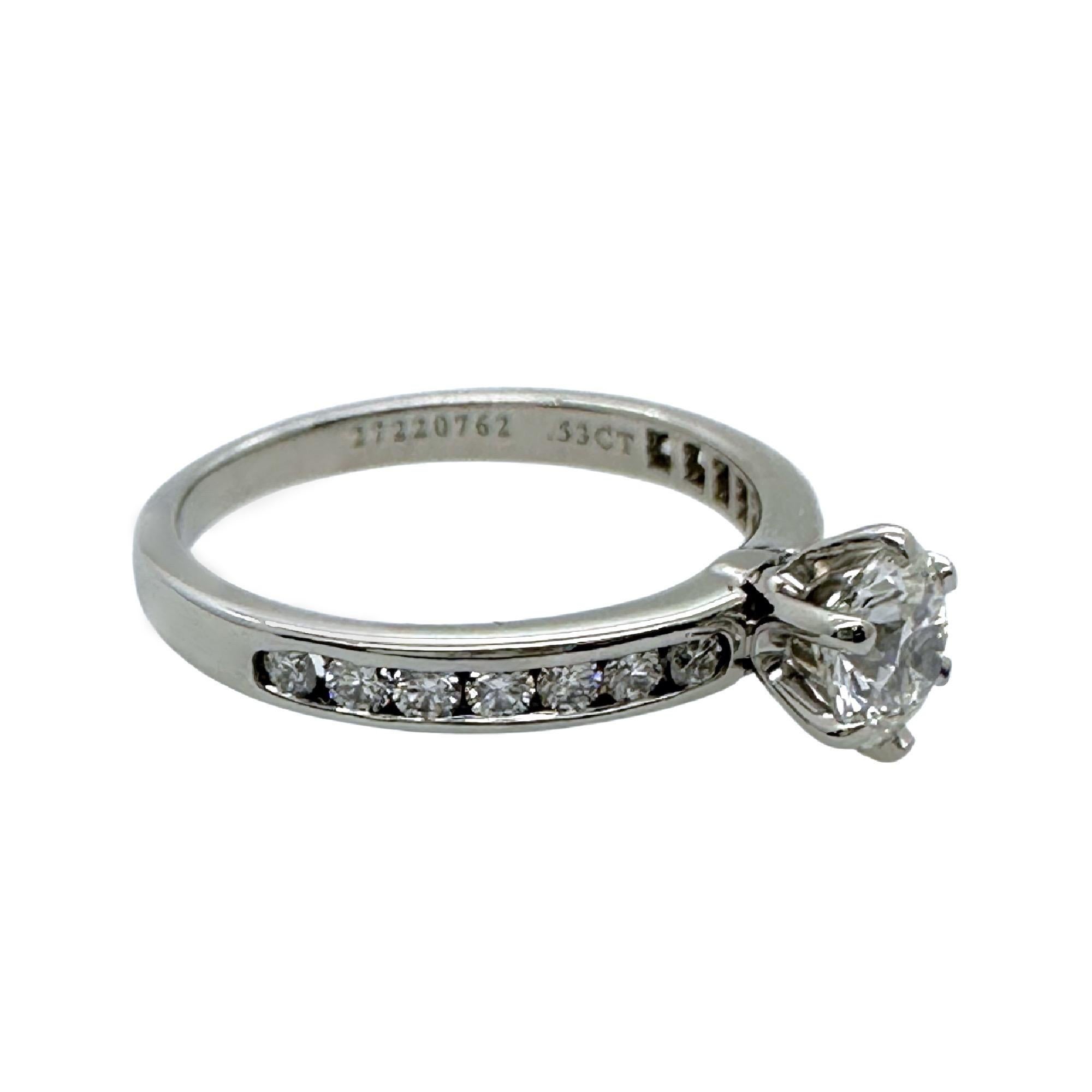 TIFFANY & CO Round Diamond 0.74tcw E IF Engagement Ring Channel-set Diamond Plat For Sale 6