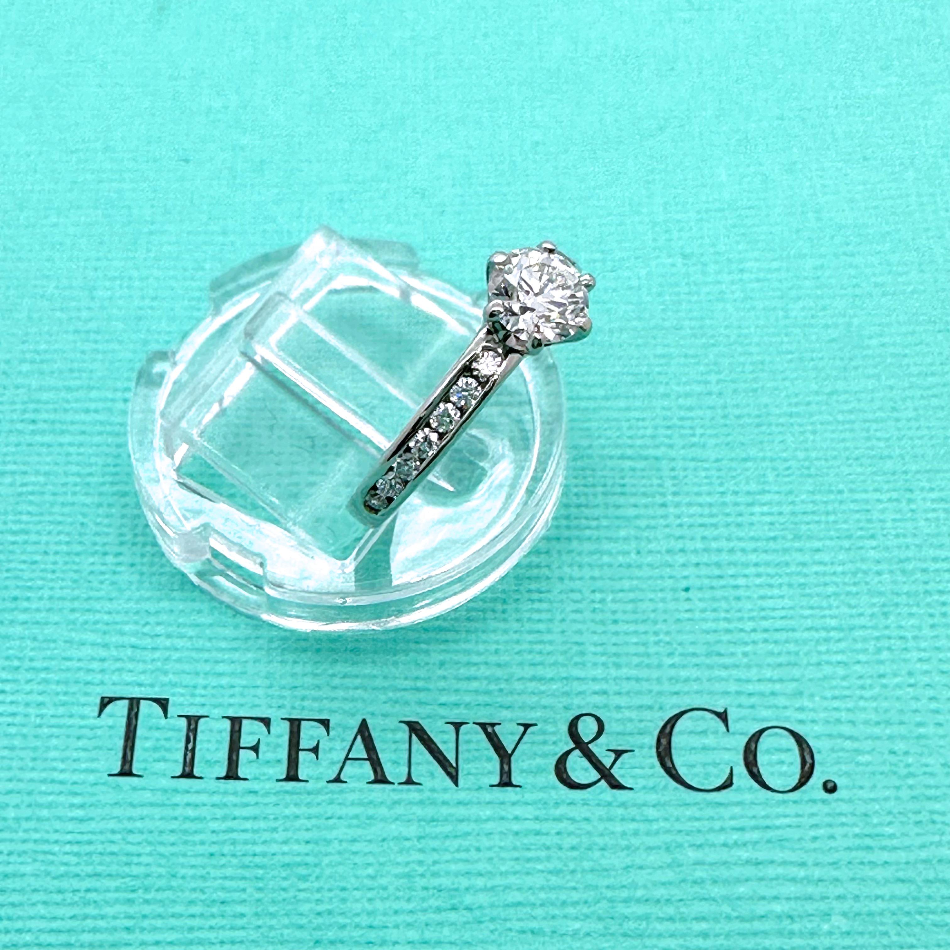 TIFFANY & CO Round Diamond 0.74tcw E IF Engagement Ring Channel-set Diamond Plat For Sale 10