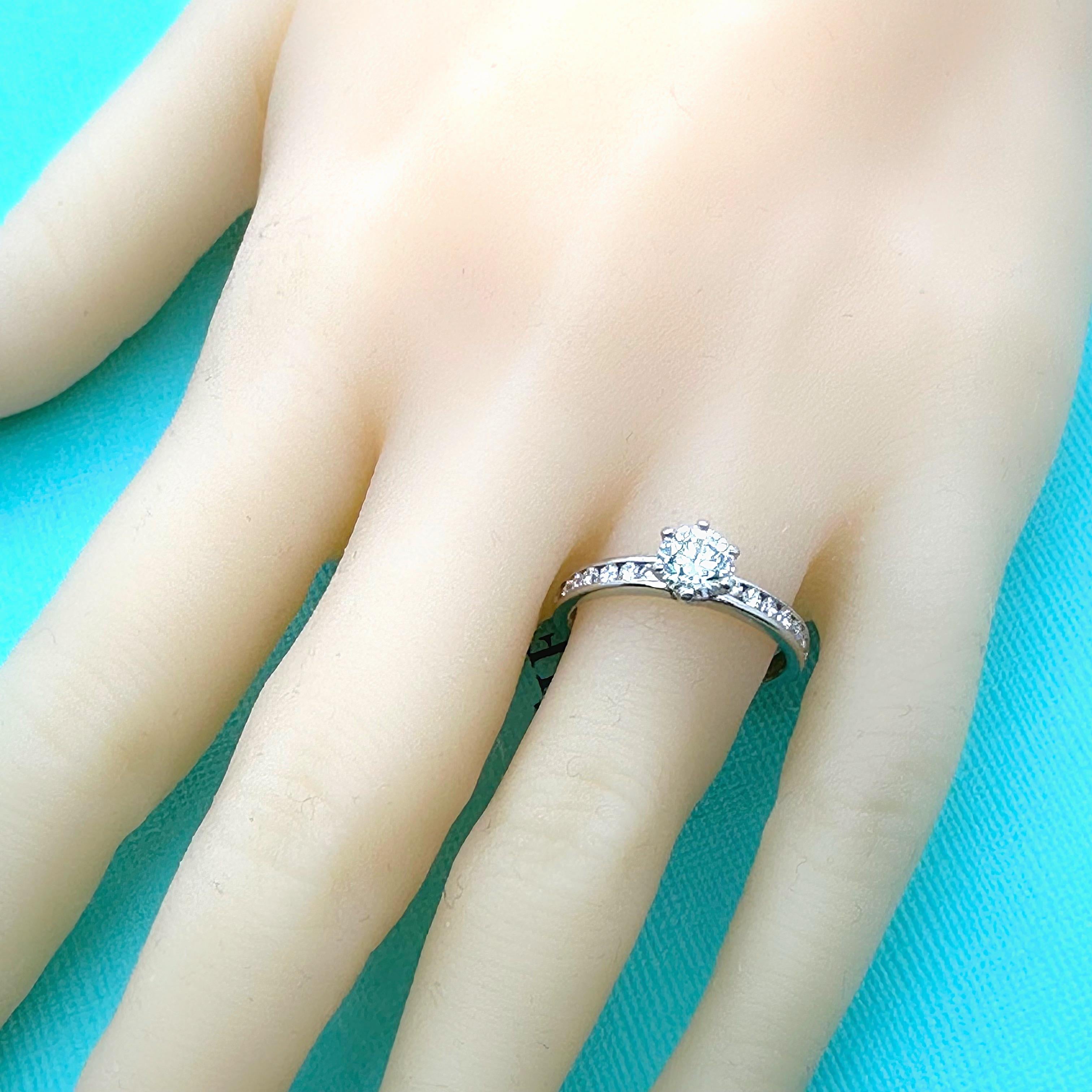 TIFFANY & CO Round Diamond 0.74tcw E IF Engagement Ring Channel-set Diamond Plat For Sale 11