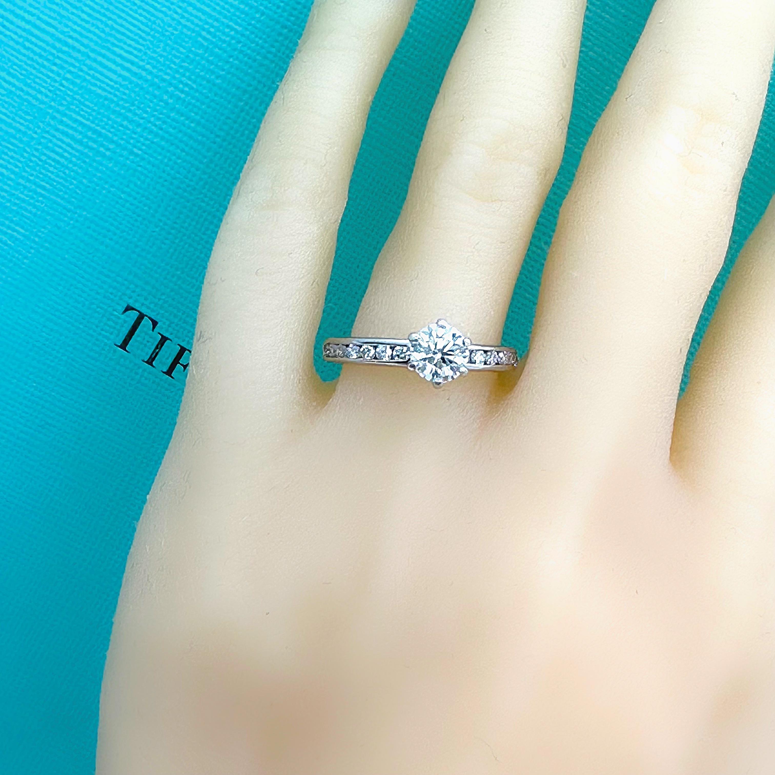TIFFANY & CO Round Diamond 0.74tcw E IF Engagement Ring Channel-set Diamond Plat For Sale 12