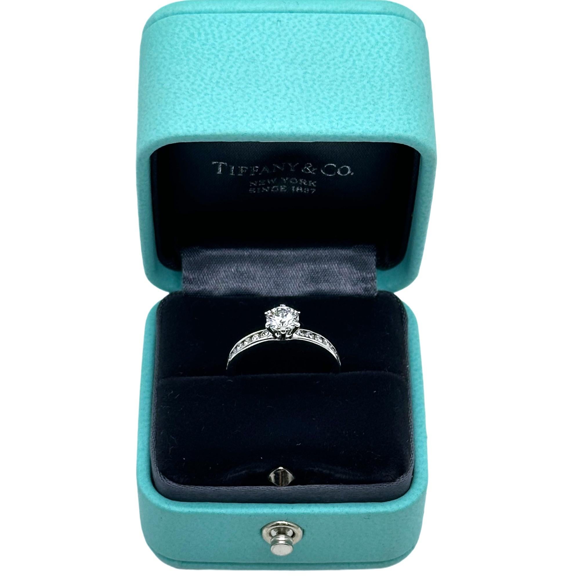 TIFFANY & CO Round Diamond 0.74tcw E IF Engagement Ring Channel-set Diamond Plat For Sale 1