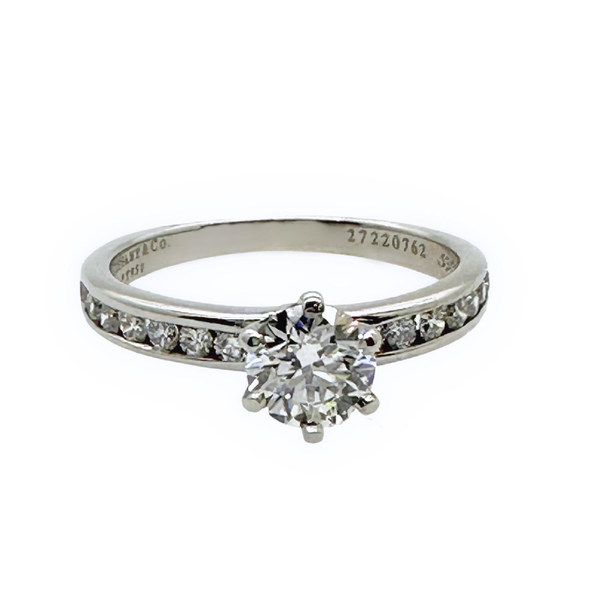 TIFFANY & CO Round Diamond 0.74tcw E IF Engagement Ring Channel-set Diamond Plat For Sale 3