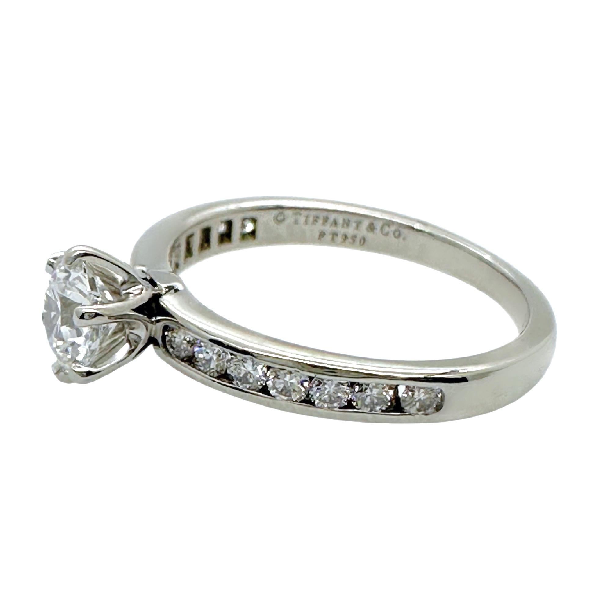 TIFFANY & CO Round Diamond 0.74tcw E IF Engagement Ring Channel-set Diamond Plat For Sale 4