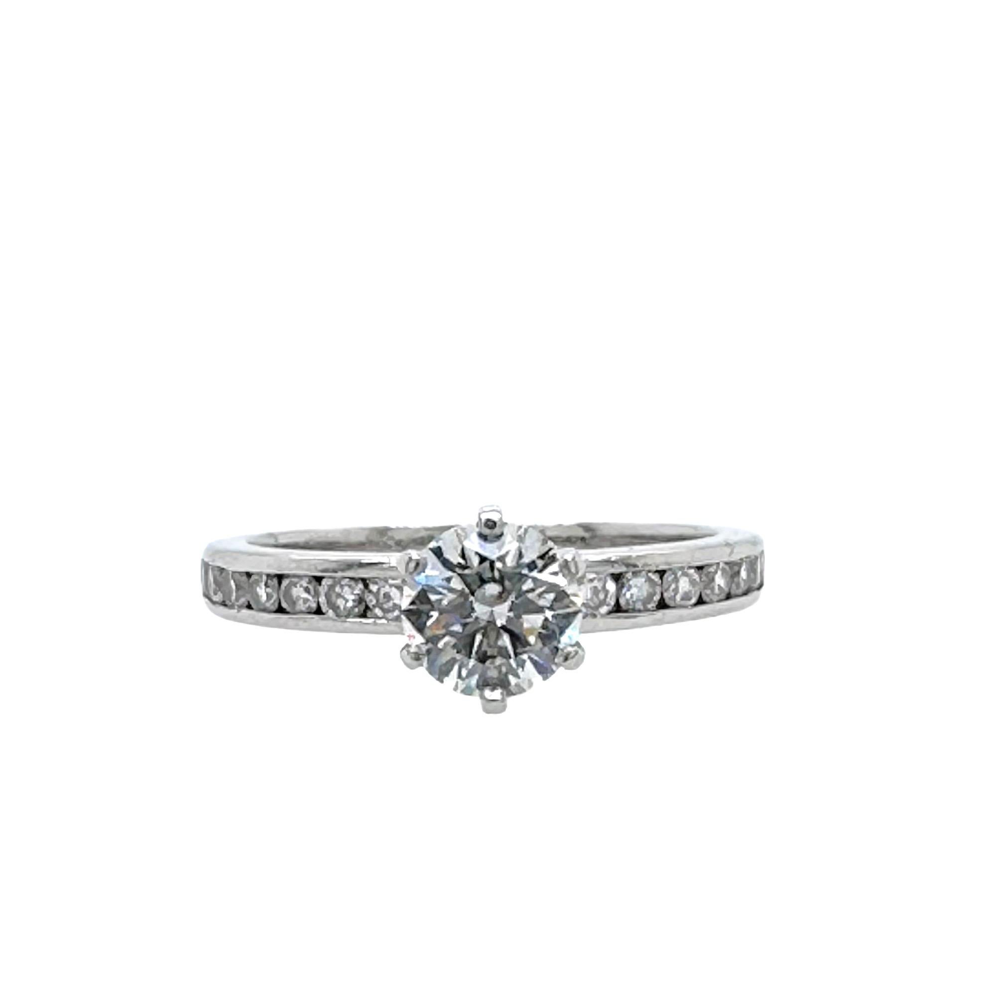 Tiffany & Co. Round Diamond 0.80 Tcw Channel Set Band Engagement Ring Platinum For Sale 2