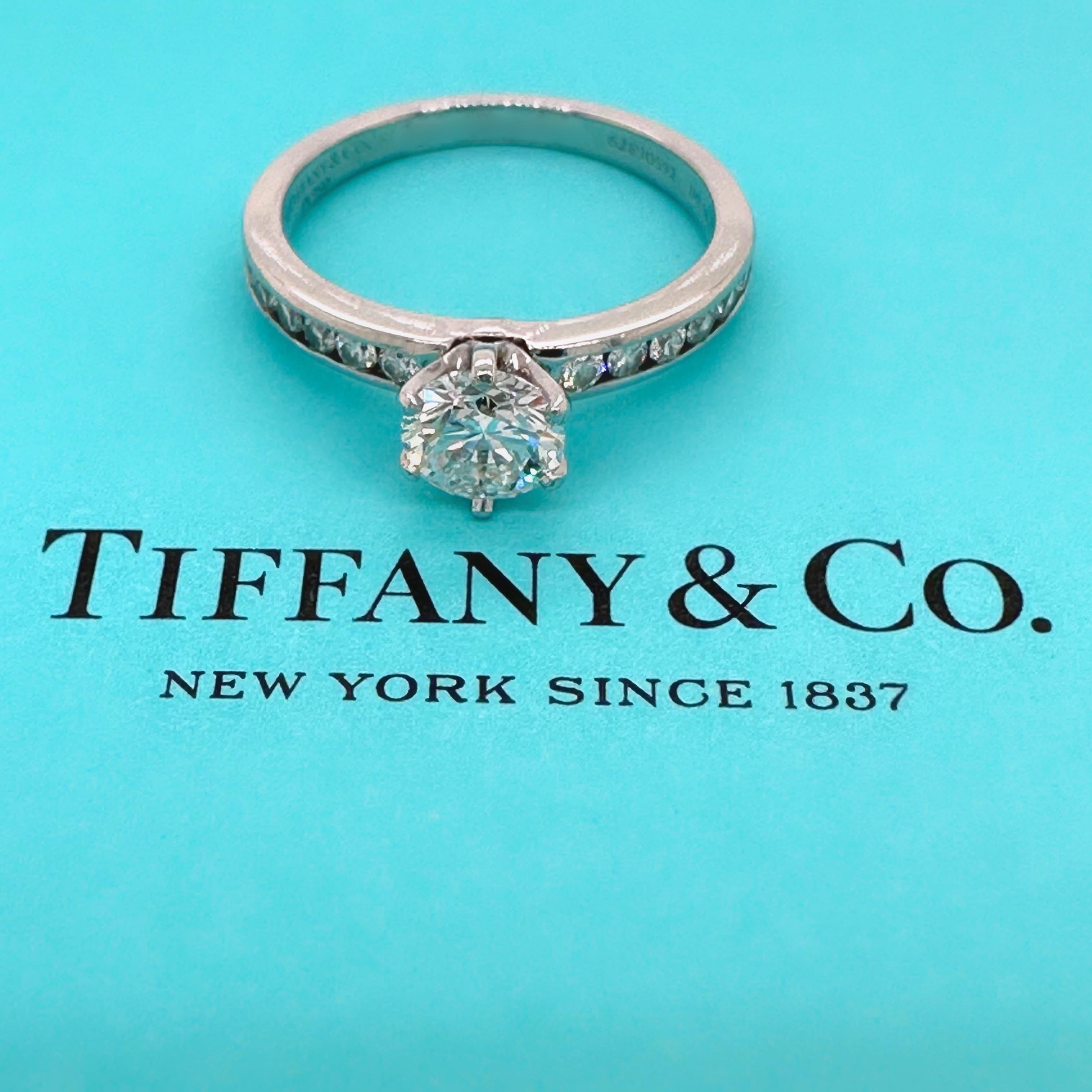Tiffany & Co. Round Diamond 0.80 Tcw Channel Set Band Engagement Ring Platinum For Sale 5