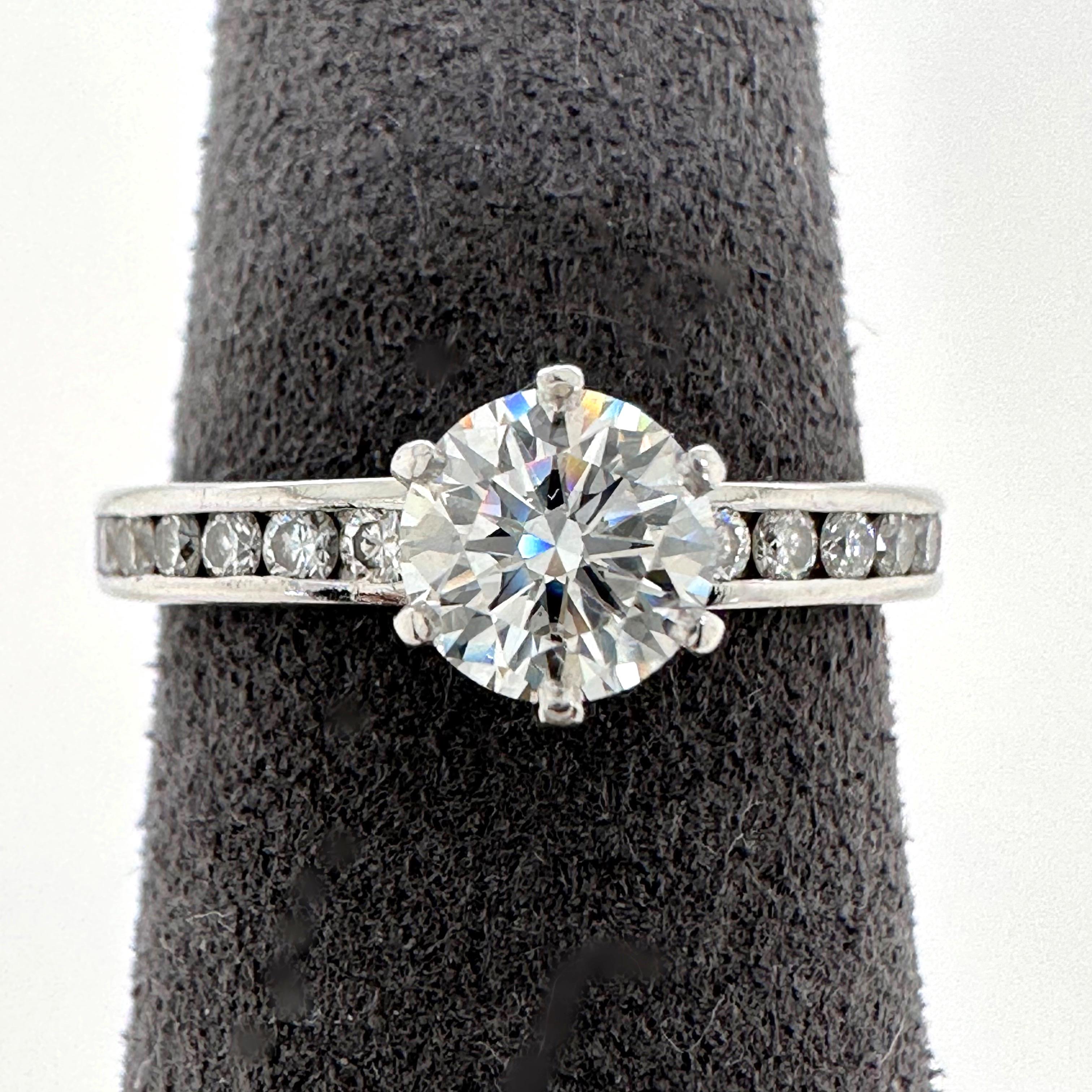 Tiffany & Co. Round Diamond 0.80 Tcw Channel Set Band Engagement Ring Platinum For Sale 7