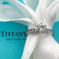 Tiffany & Co. Round Diamond 0.80 Tcw Channel Set Band Engagement Ring Platinum