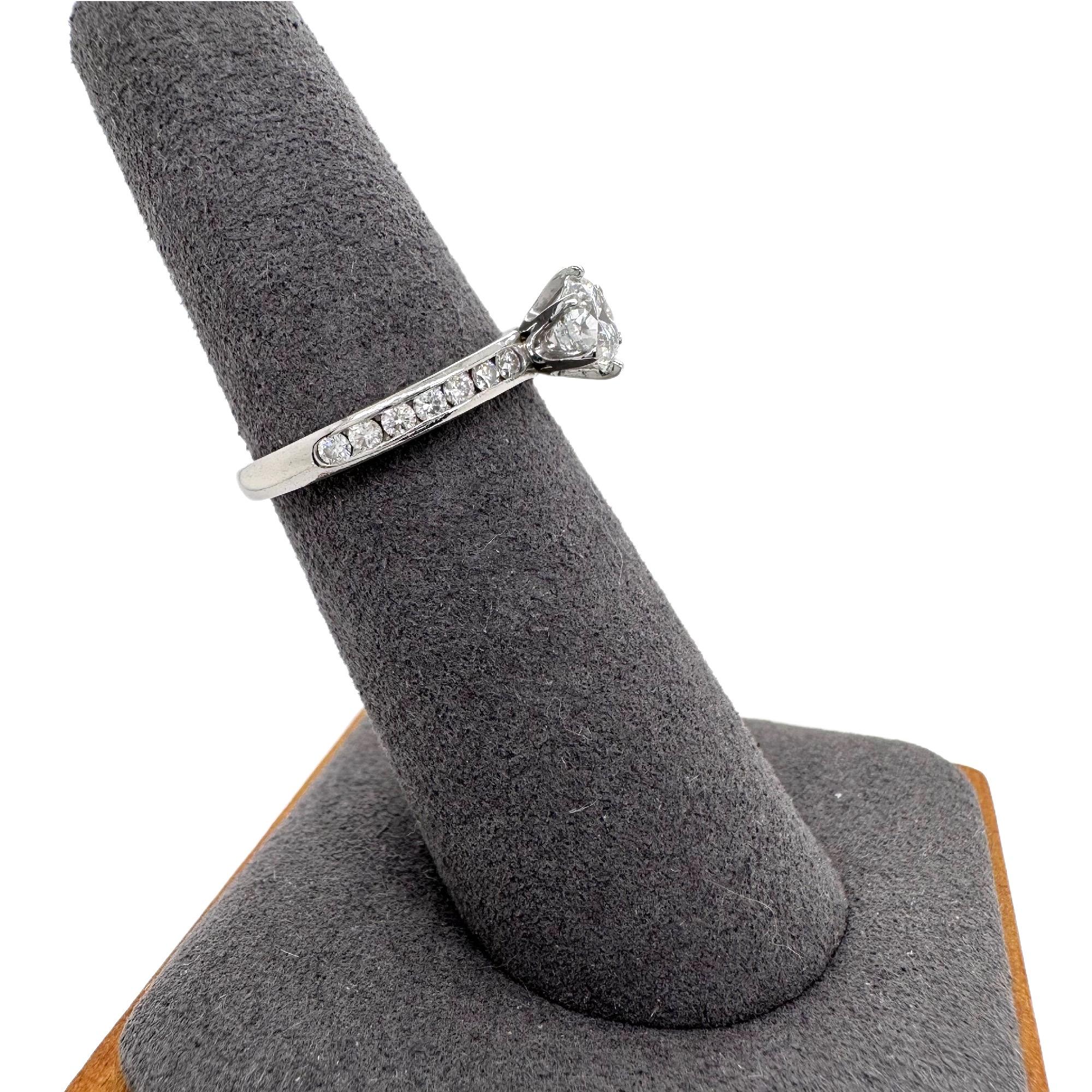 Round Cut Tiffany & Co. Round Diamond 0.80 Tcw Channel Set Band Engagement Ring Platinum For Sale