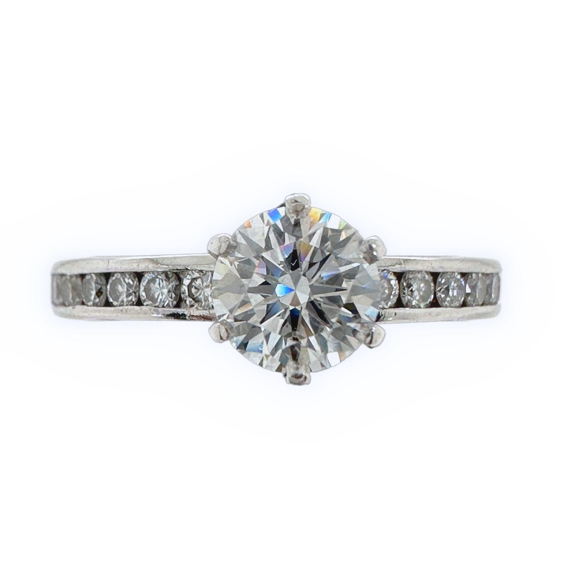 Tiffany & Co. Round Diamond 0.80 Tcw Channel Set Band Engagement Ring Platinum For Sale 1