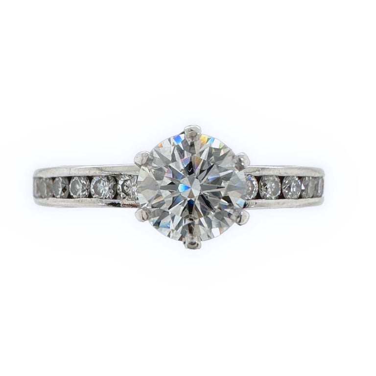 Tiffany & Co. Round Diamond 1.36 tcw Channel Set Band Engagement Ring