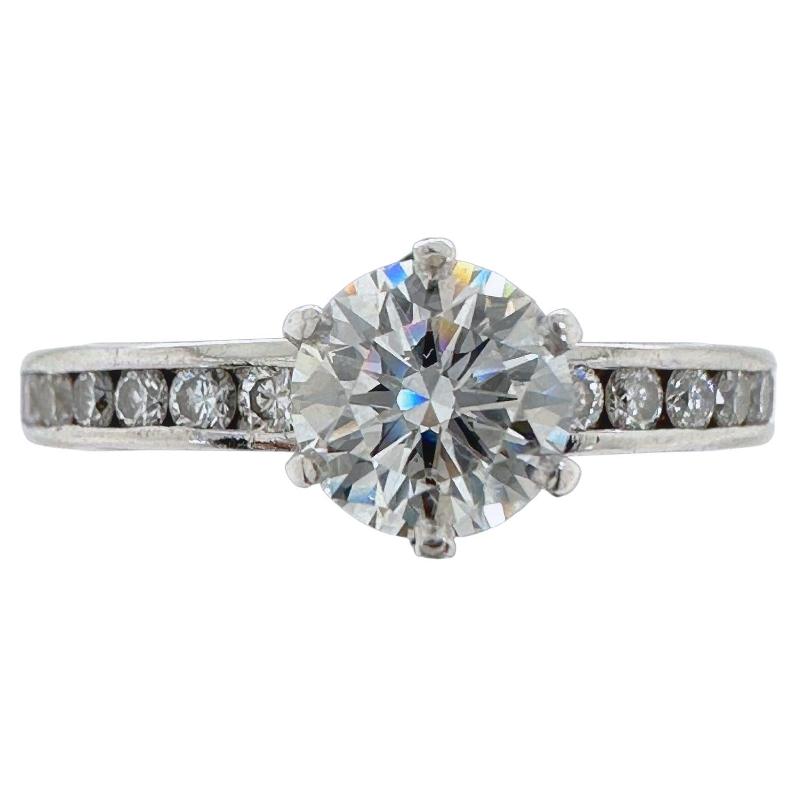 Tiffany & Co. Round Diamond 0.80 Tcw Channel Set Band Engagement Ring Platinum For Sale