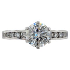 Tiffany & Co. Round Diamond 0.80 Tcw Channel Set Band Engagement Ring Platinum