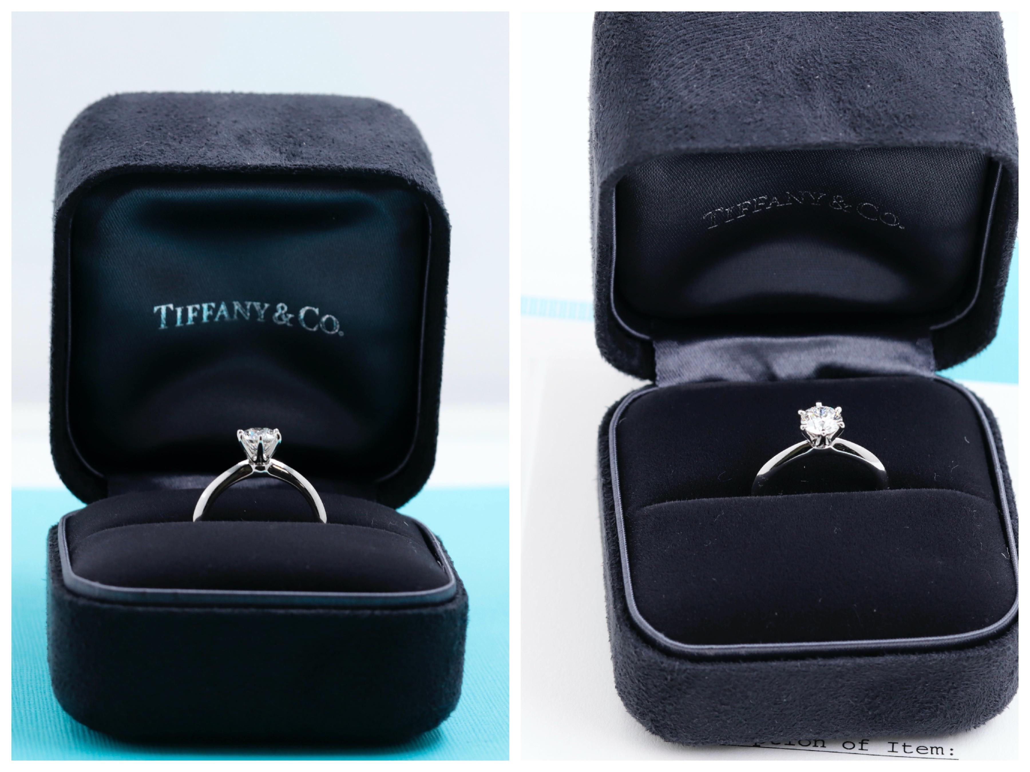 Tiffany & Co. Round Diamond 0.81 Carat I VS1 Engagement Ring Platinum Box Papers 4