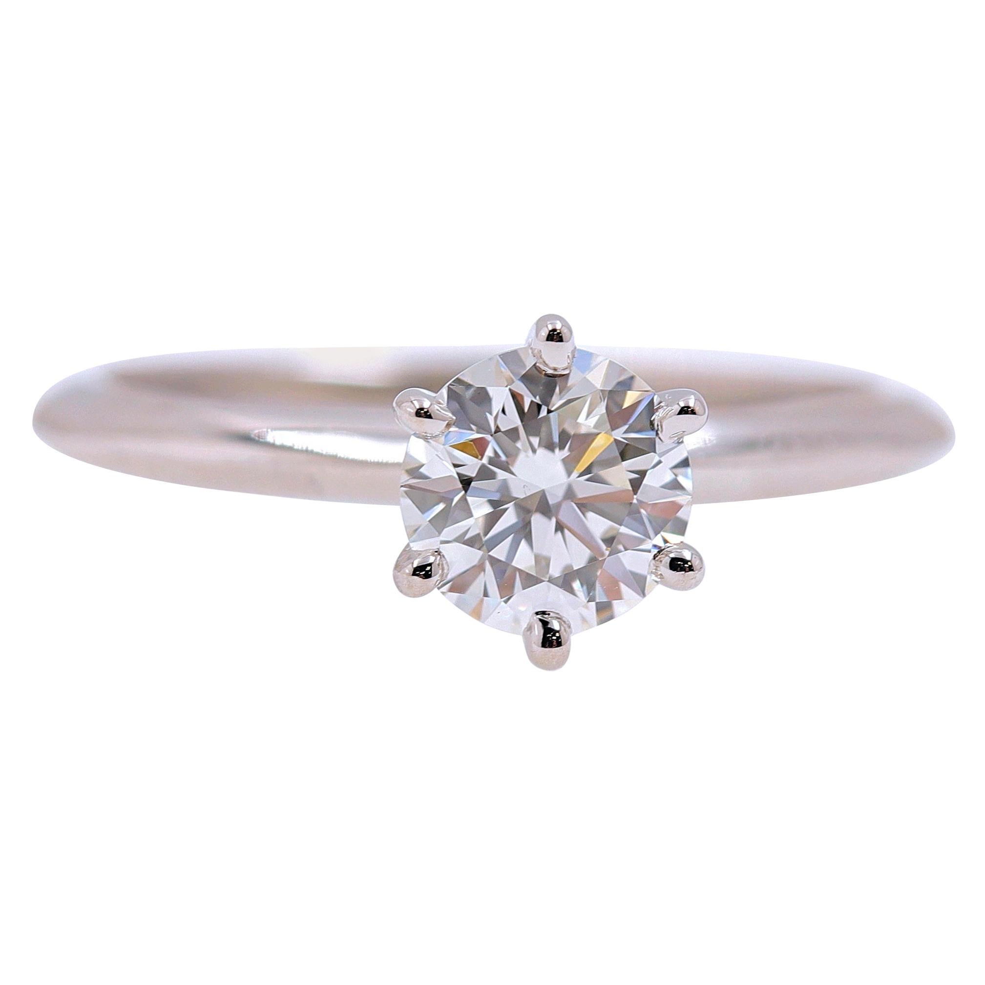 Tiffany & Co. Round Diamond 0.81 Carat I VS1 Engagement Ring Platinum Box Papers