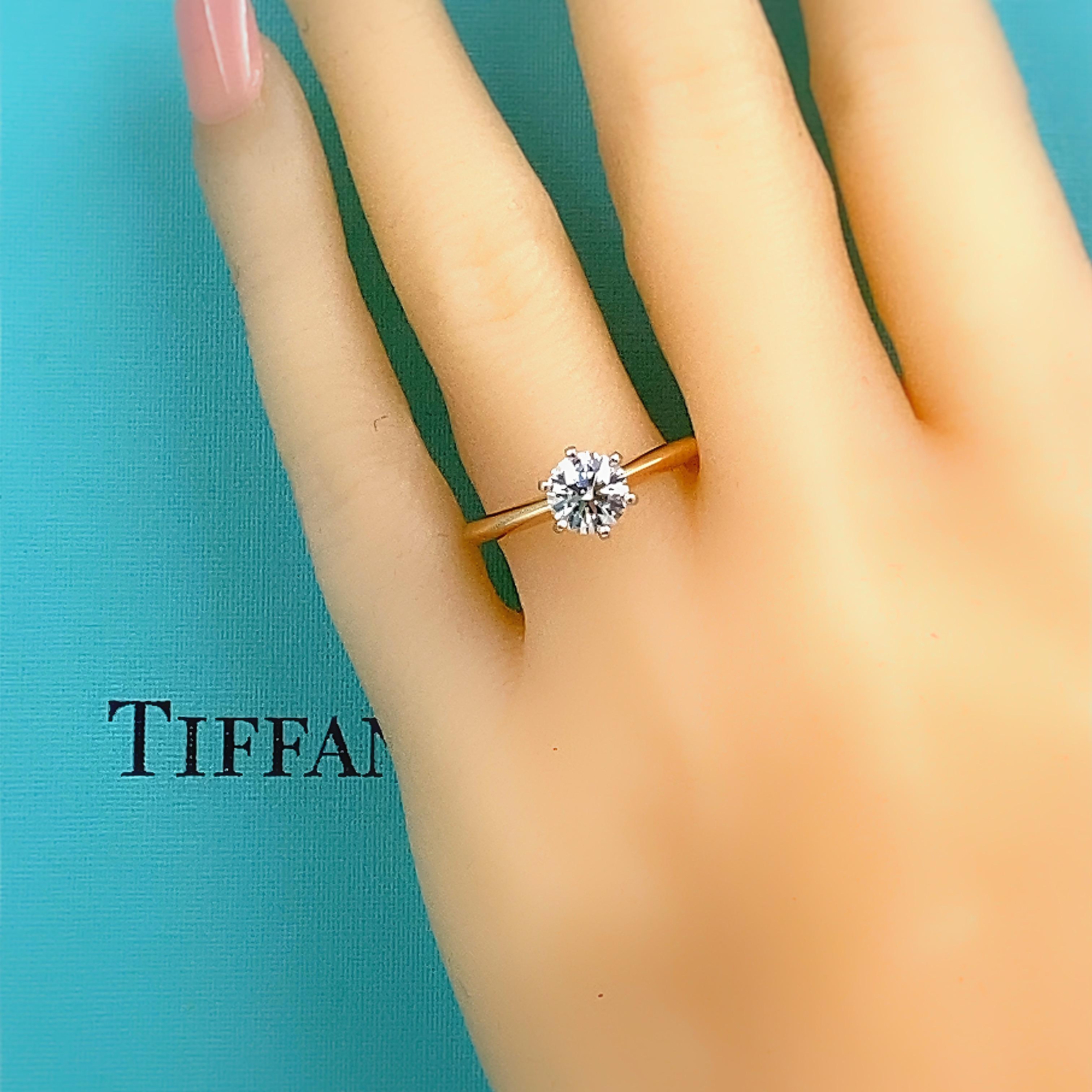 Tiffany & Co Round Diamond 0.84 Cts HVS1 18kt Rose Gold Classic Engagement Ring 3