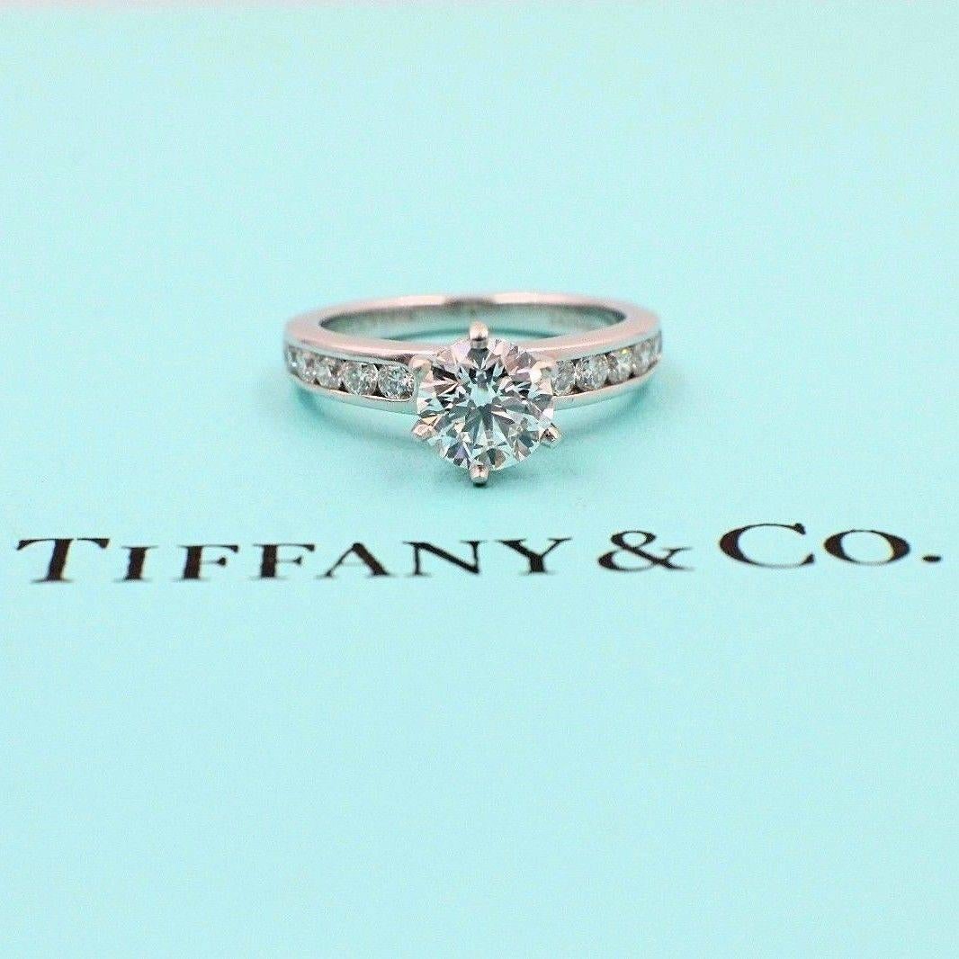 Tiffany & Co. Round Diamond 1.06 Carat Platinum Diamond Band Engagement Ring 1