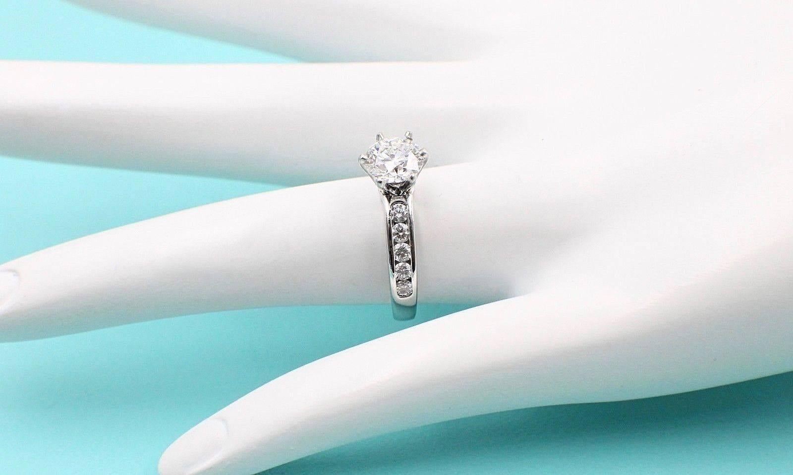 Tiffany & Co. Round Diamond 1.06 Carat Platinum Diamond Band Engagement Ring 2