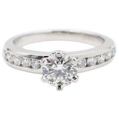 Tiffany & Co. Round Diamond 1.06 Carat Platinum Diamond Band Engagement Ring