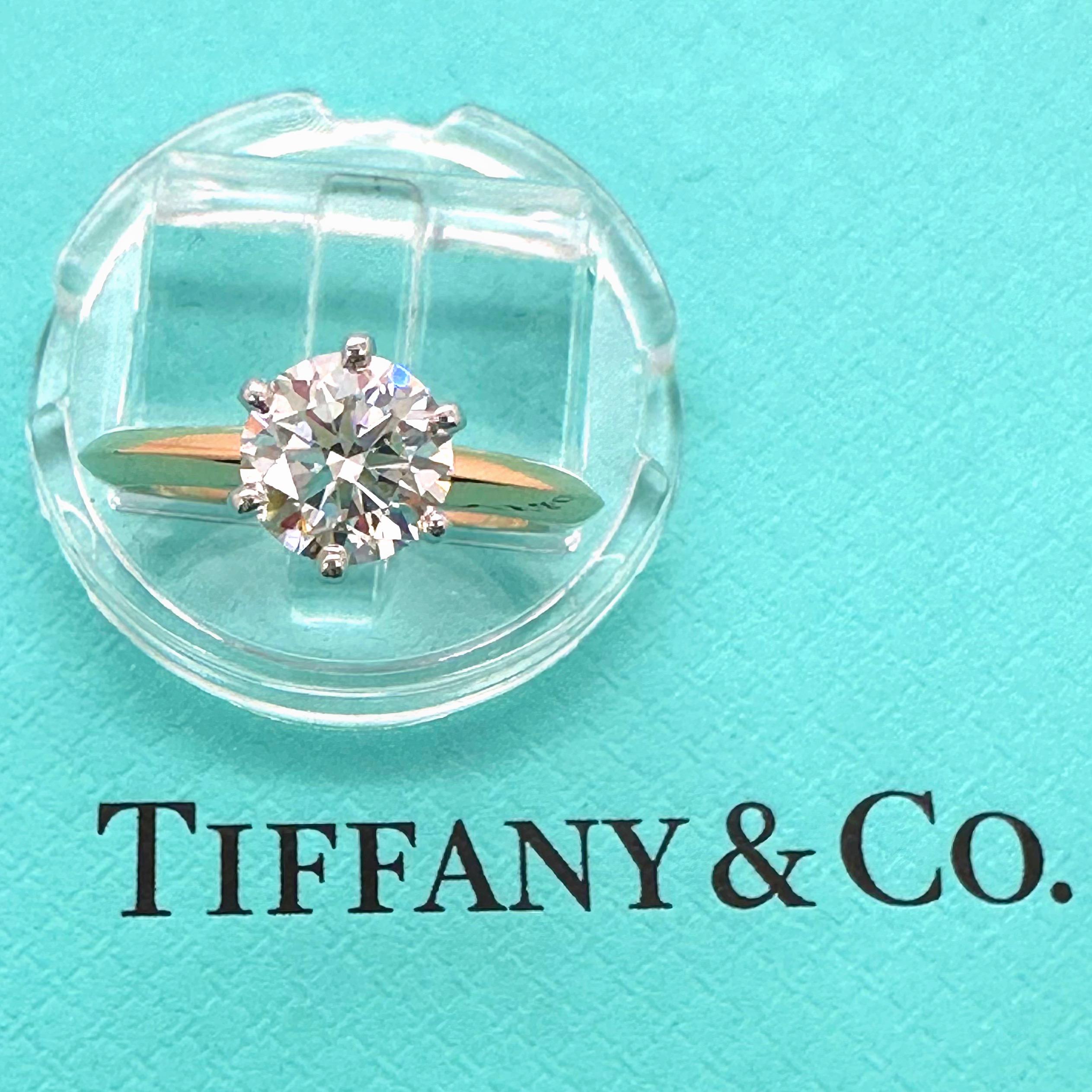 TIFFANY & CO Round Diamond 1.09 cts I VS1 18kt Rose Gold Engagement Ring For Sale 8