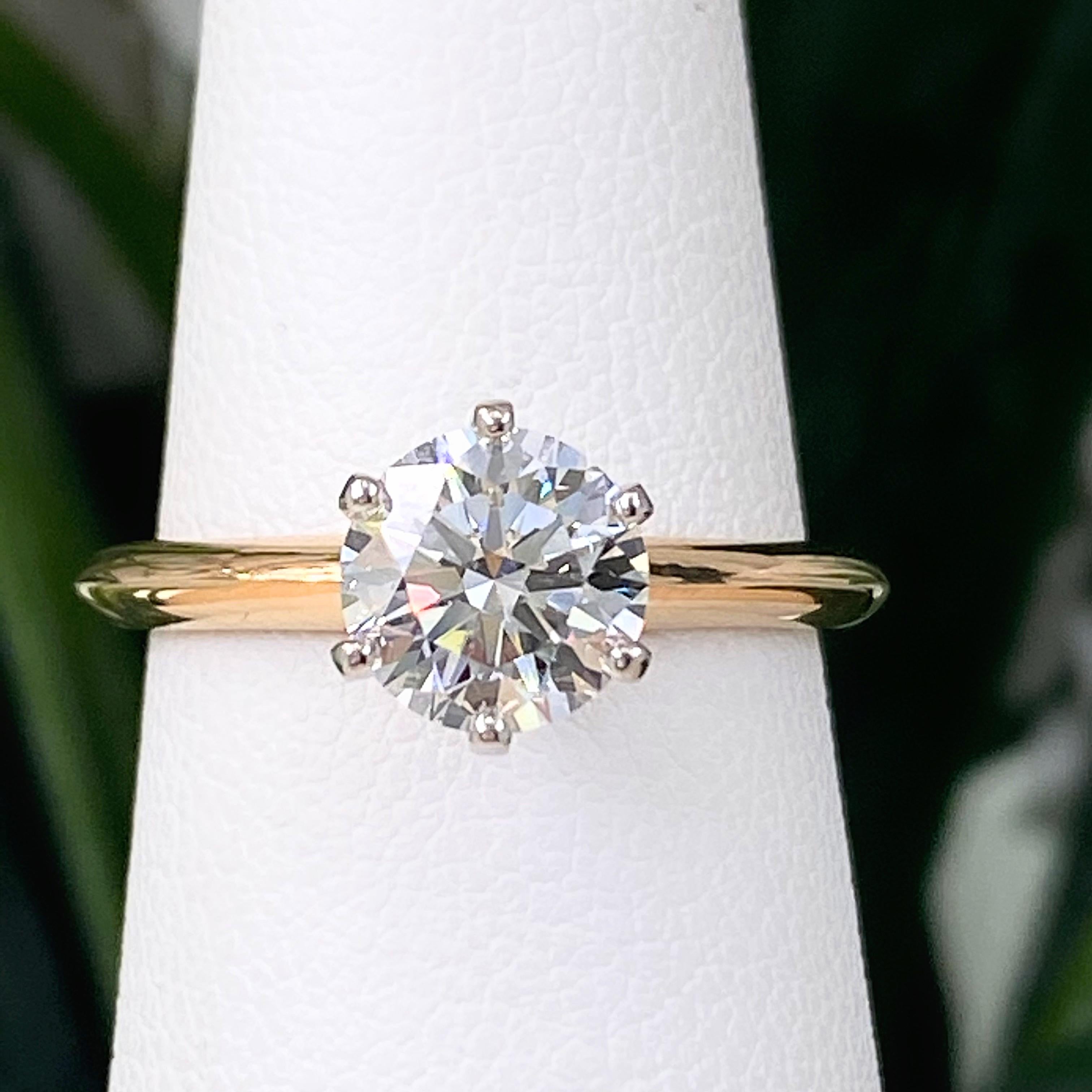 Tiffany & Co. Round Diamond 1.18 Carat H VS1 Ring 18 Karat Rose Gold Papers 6