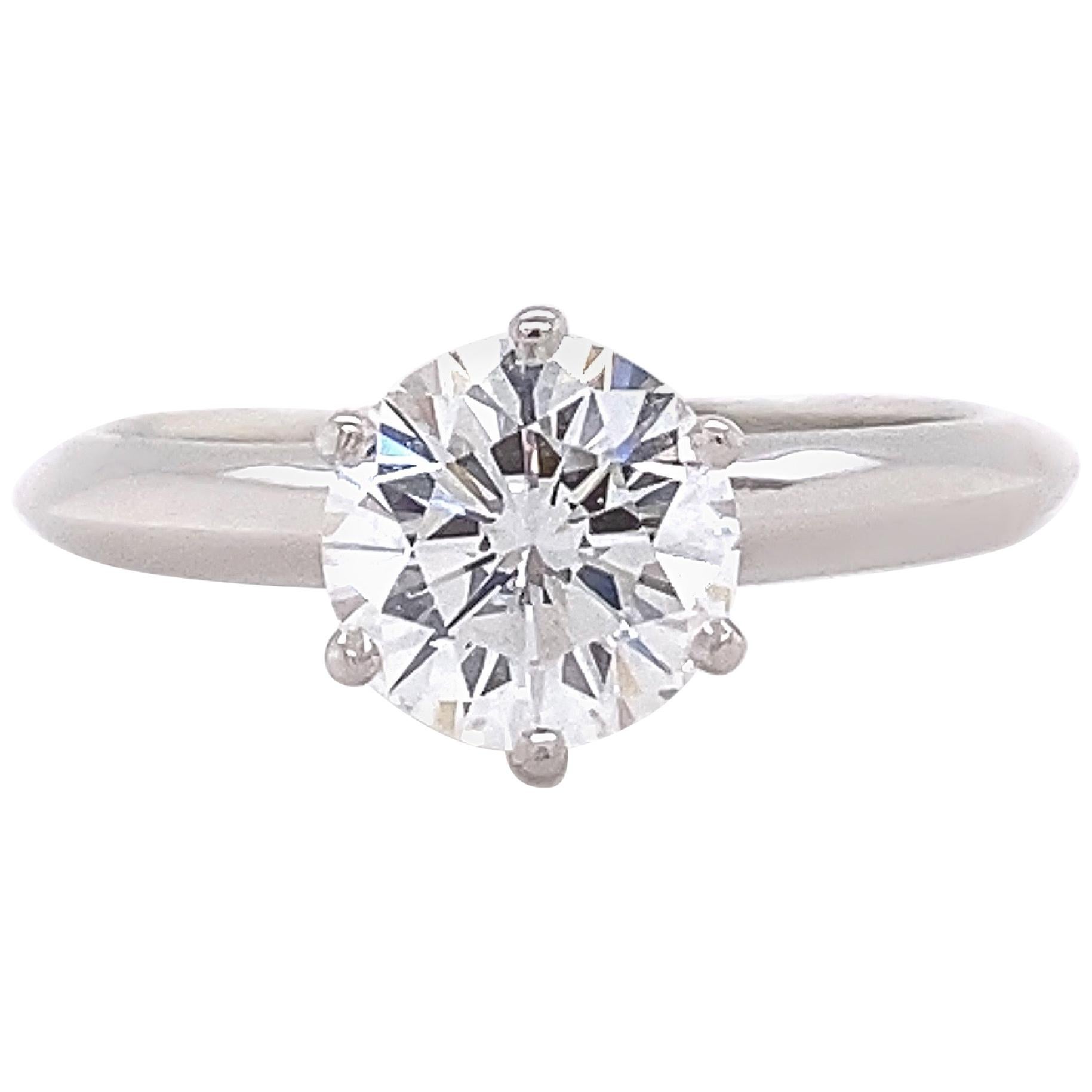Tiffany & Co. Round Diamond 1.31 Carat E VS1 Solitaire Platinum Engagement Ring