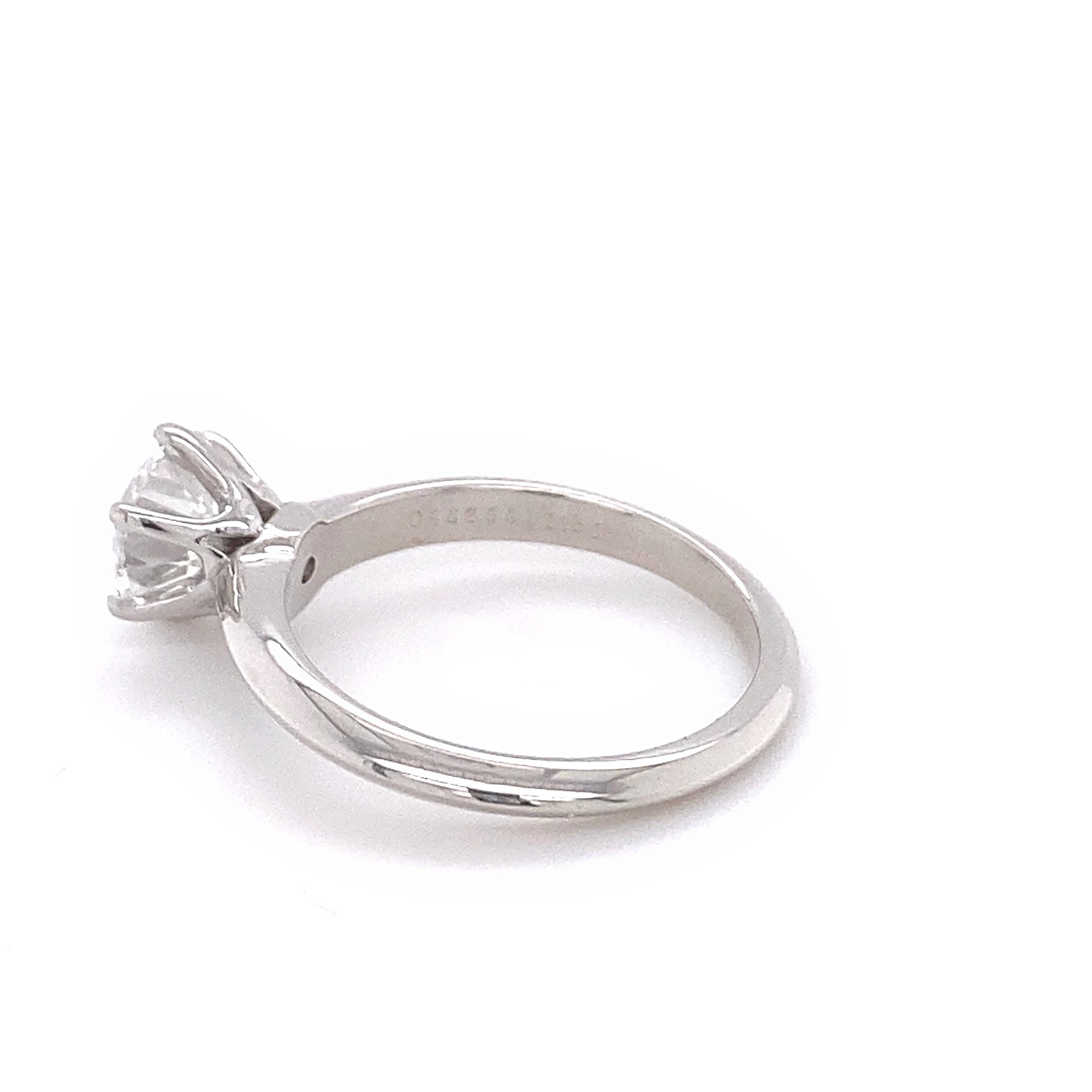 Tiffany & Co. Round Diamond 1.31 Carat E VS1 Solitaire Platinum Engagement Ring 5