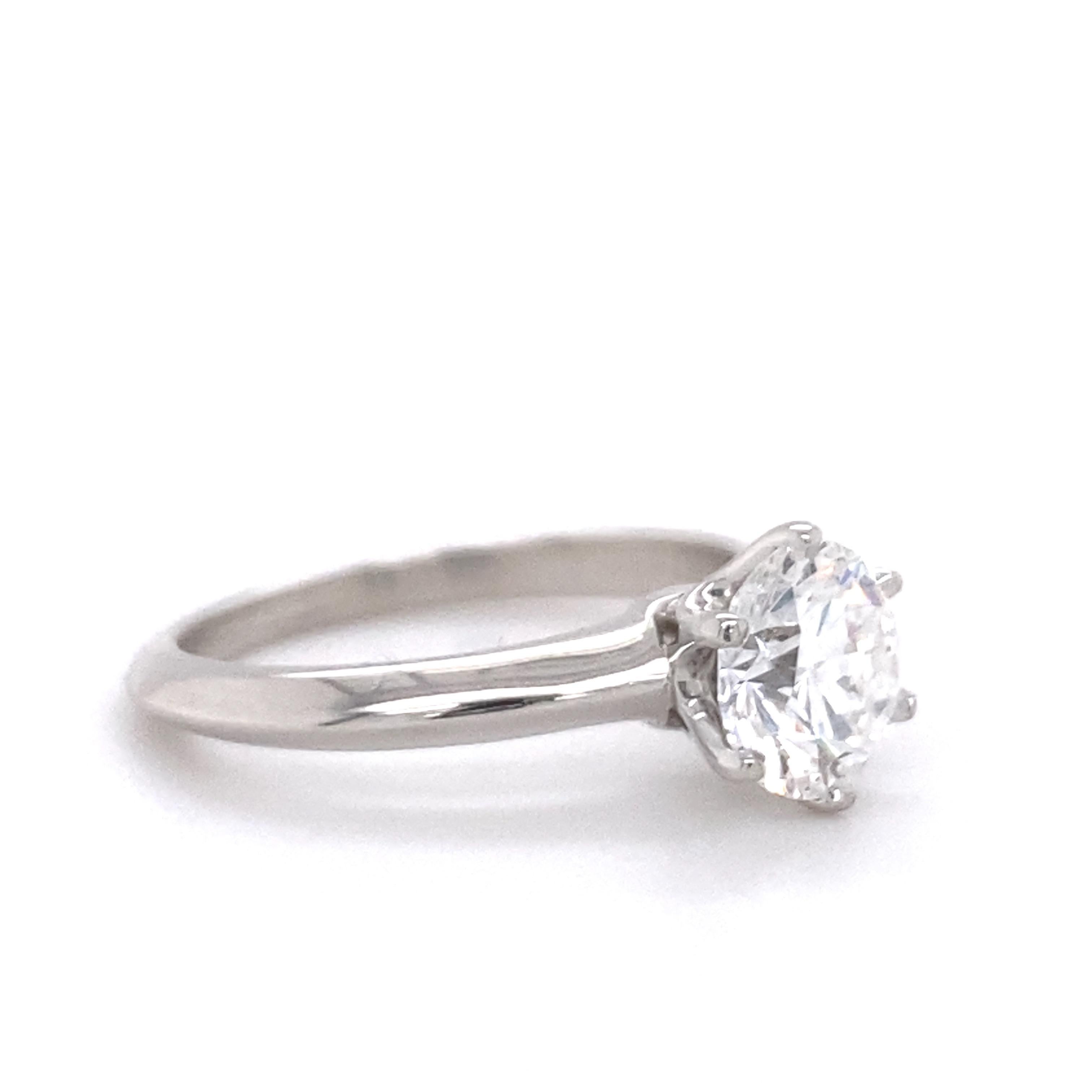 Tiffany & Co. Round Diamond 1.31 Carat E VS1 Solitaire Platinum Engagement Ring 7