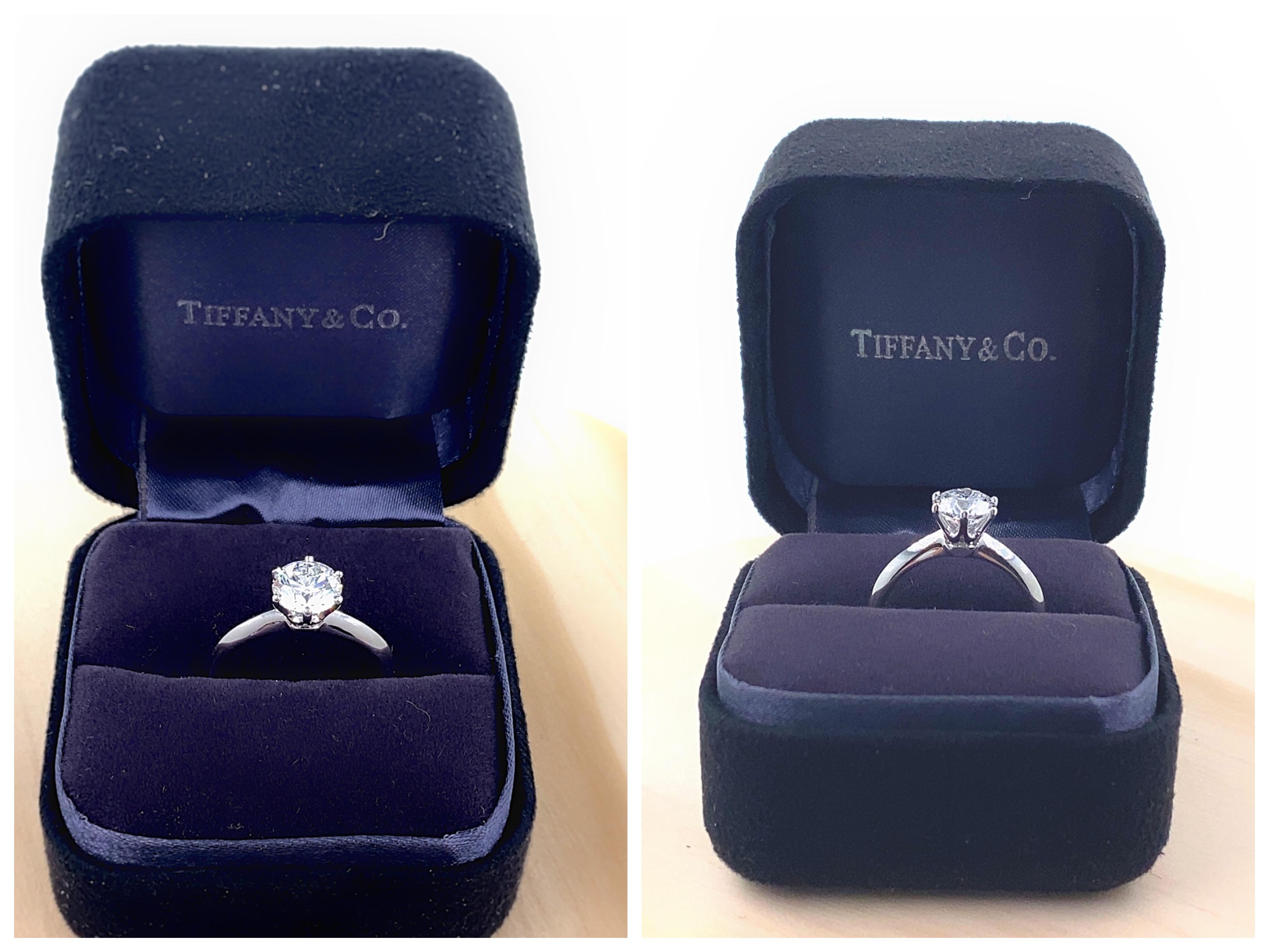 Tiffany & Co. Round Diamond 1.31 Carat E VS1 Solitaire Platinum Engagement Ring 2