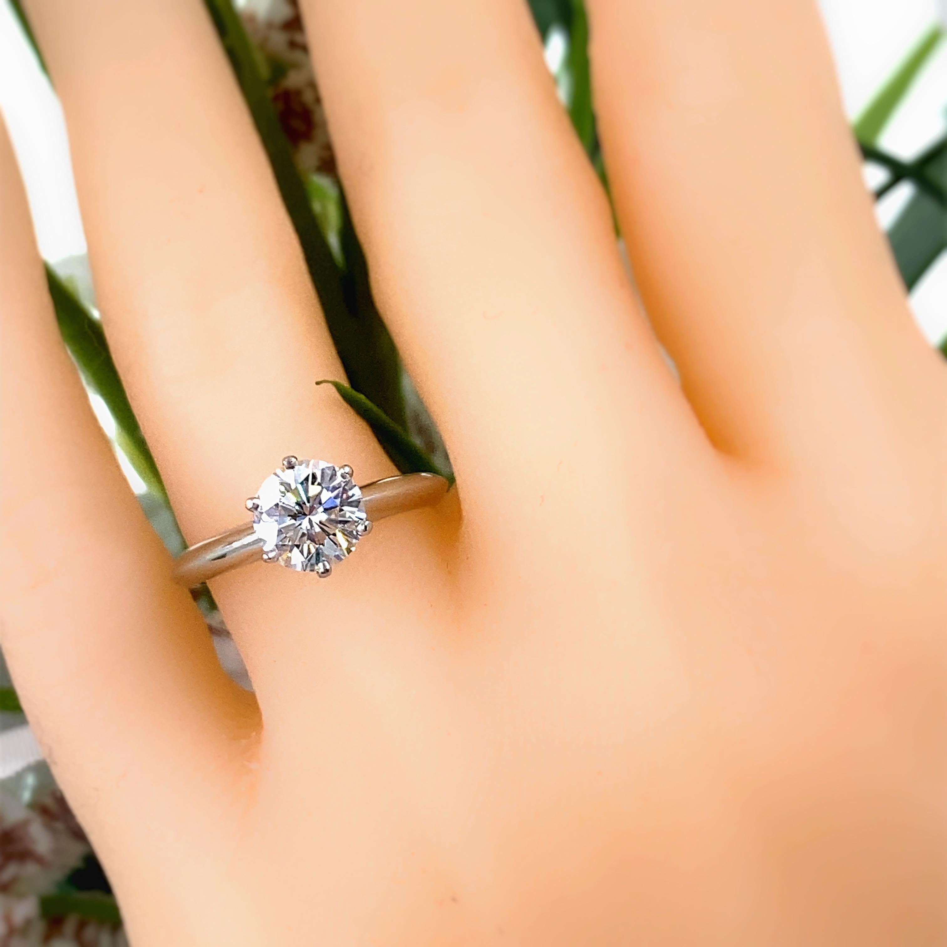 Tiffany & Co. Round Diamond 1.31 Carat E VS1 Solitaire Platinum Engagement Ring 4