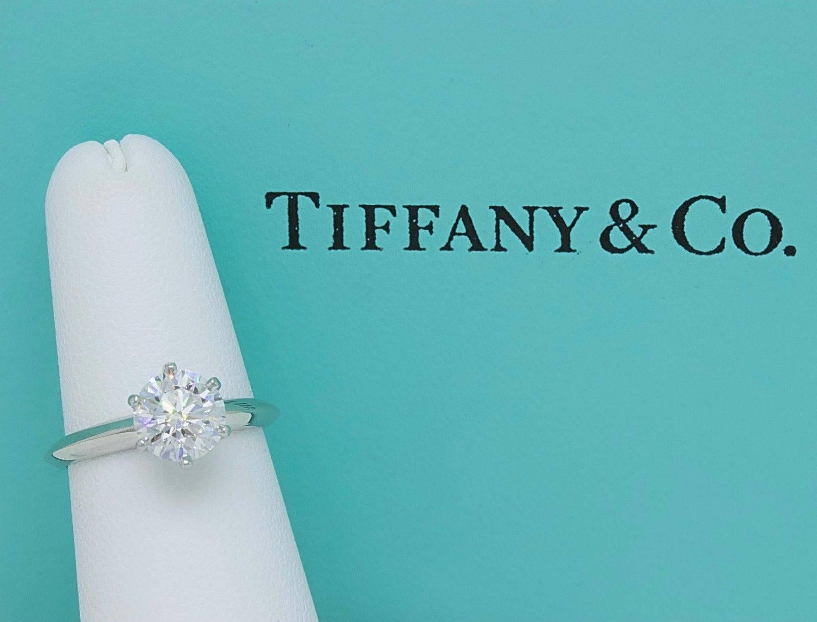 Tiffany and Co. Round Diamond 1.33 cts G VVS1 Platinum Engagement Ring