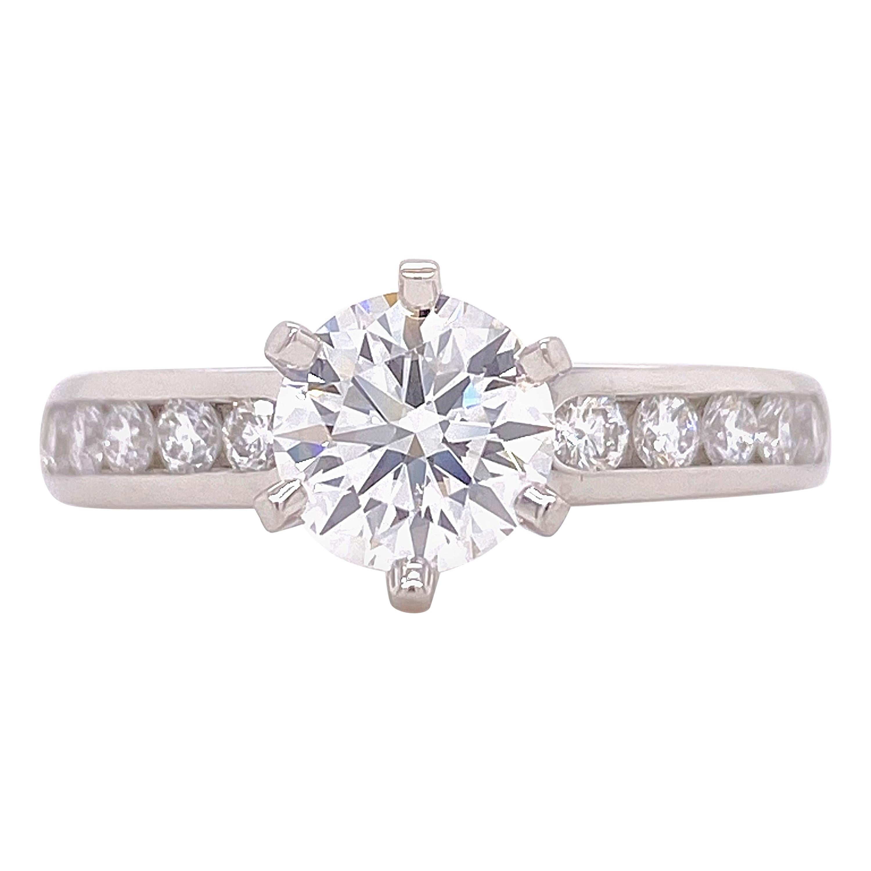 Tiffany & Co. Runder Diamant 1,34 Tcw Diamantband-Verlobungsring mit Kanalfassung