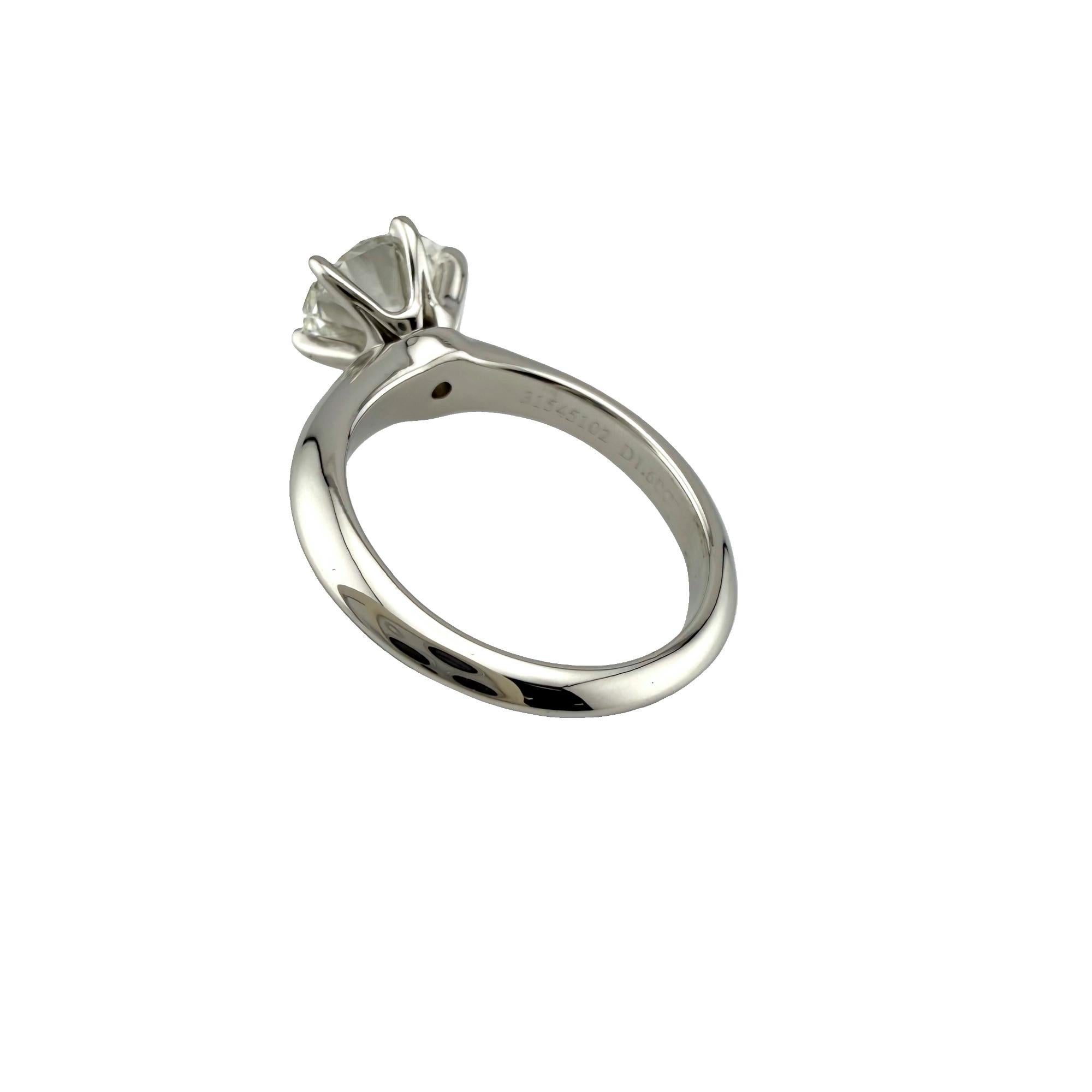 TIFFANY & CO, certificat de bague de fiançailles solitaire avec diamant rond 1,60 carat G VS2 en vente 3