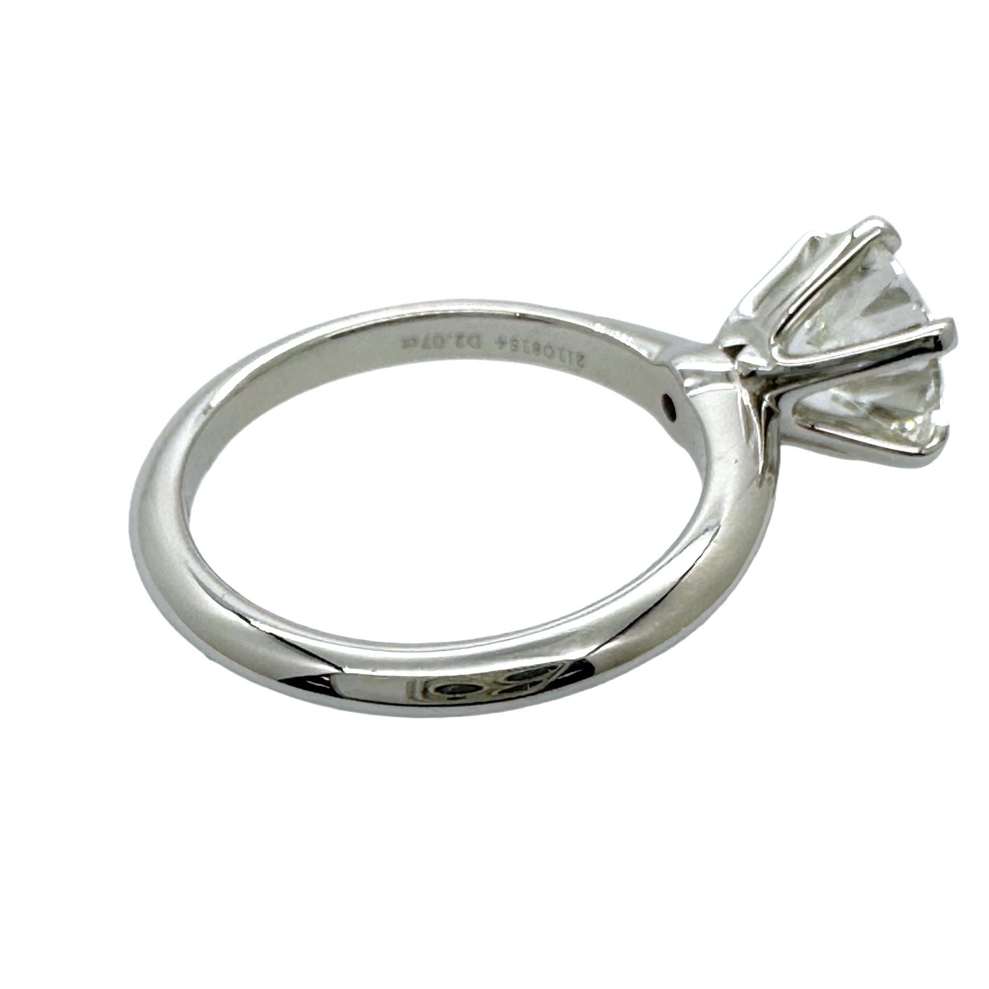 Tiffany & Co. Round Diamond 2.07 cts H VS2 Solitaire Engagement Ring Platinum 2