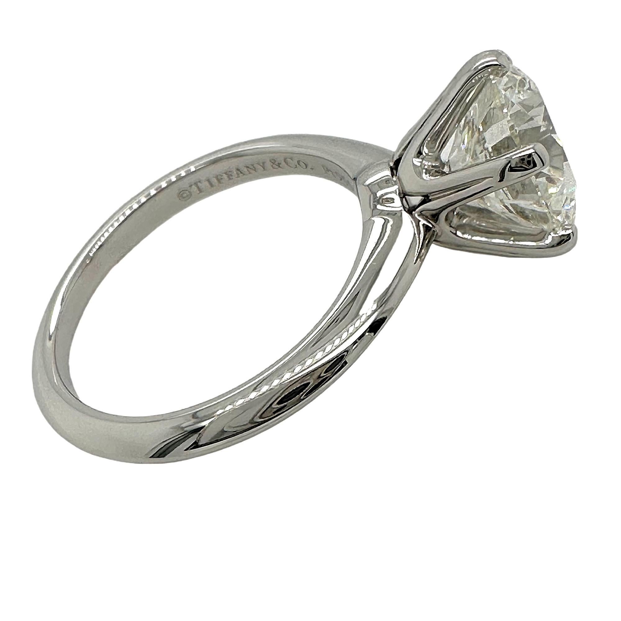 Tiffany & Co Platinum Diamond Engagement Ring Round 3.14 ct I VVS1 Solitaire For Sale 5