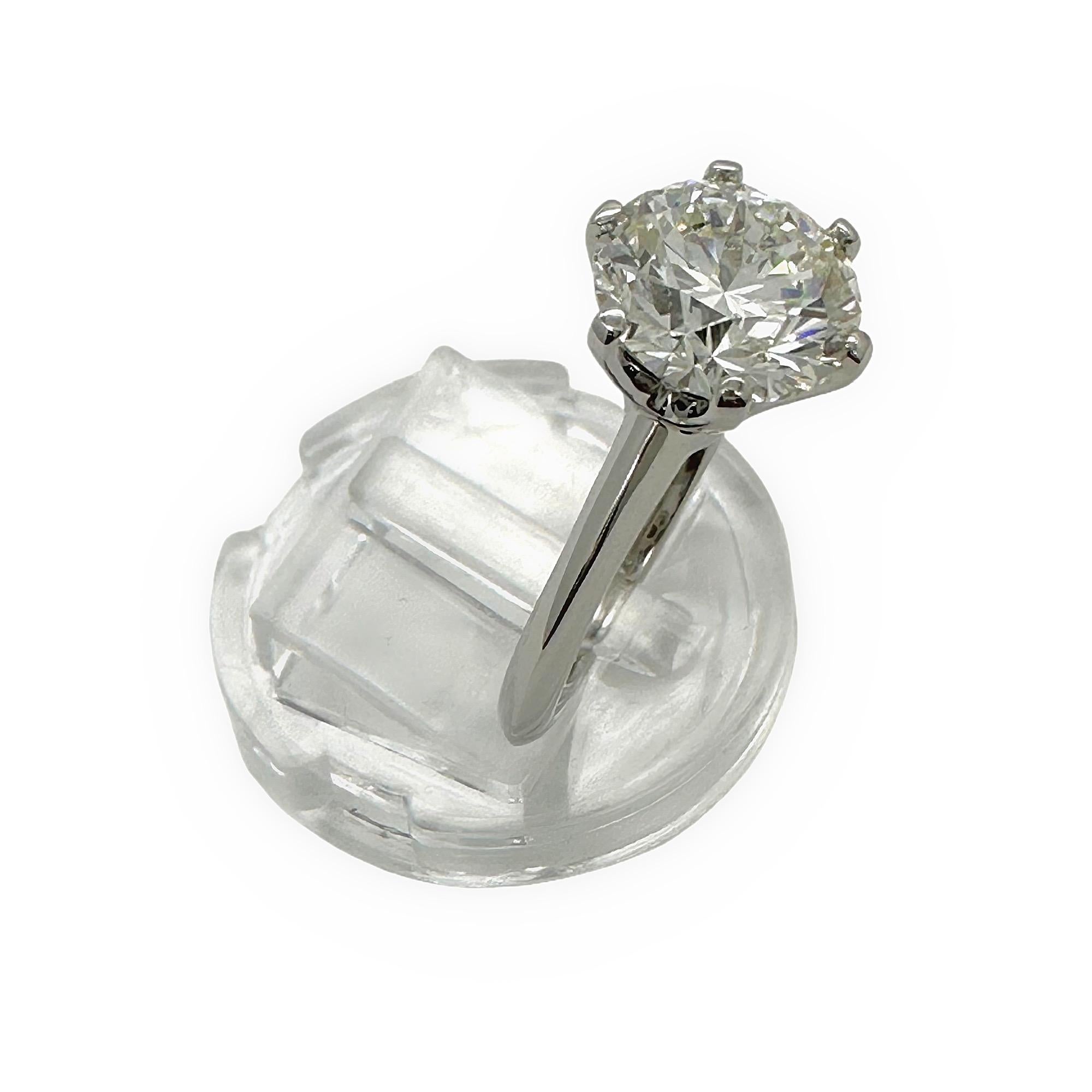 Tiffany & Co Platinum Diamond Engagement Ring Round 3.14 ct I VVS1 Solitaire For Sale 6