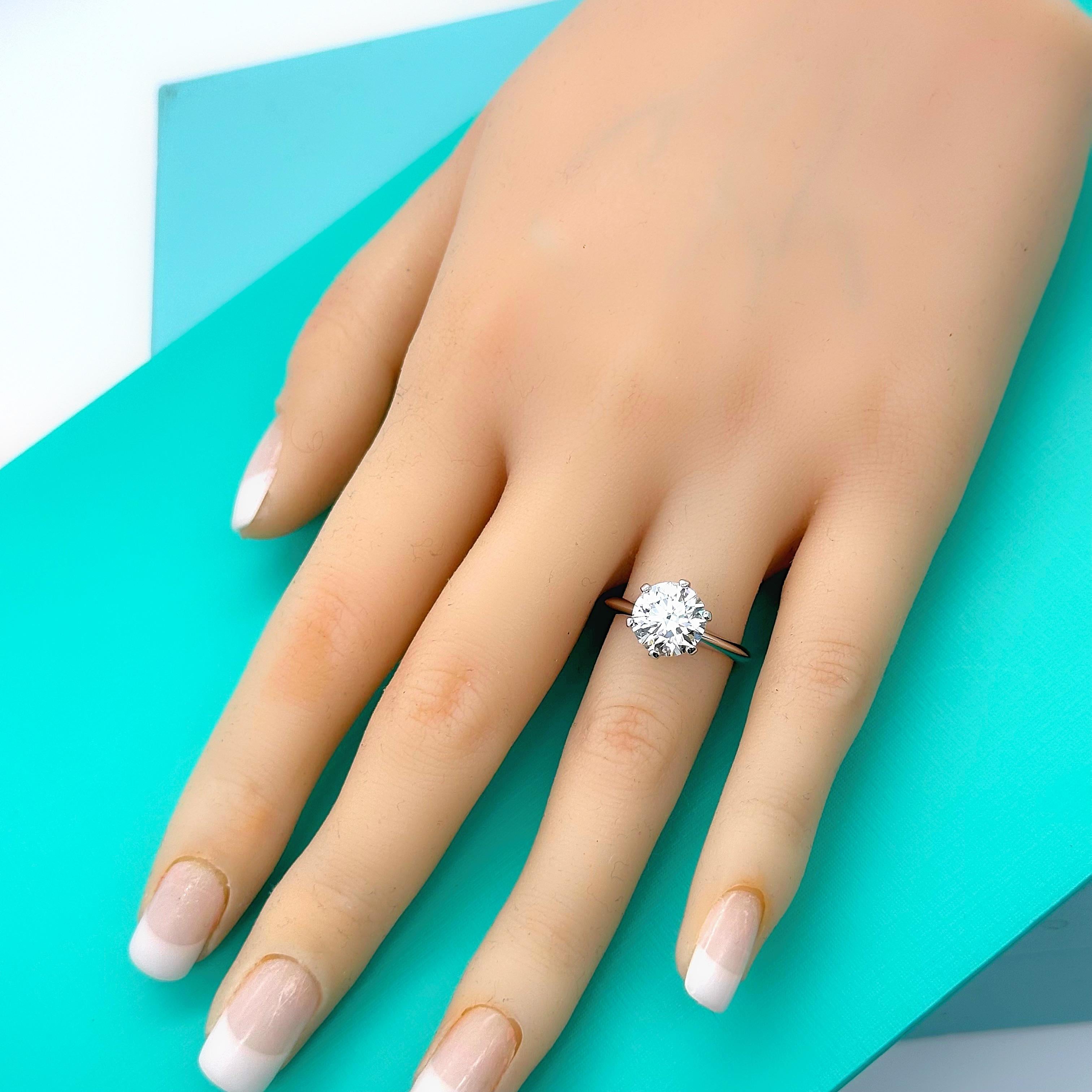 Tiffany & Co Platinum Diamond Engagement Ring Round 3.14 ct I VVS1 Solitaire For Sale 14